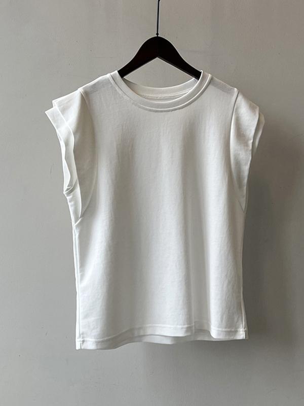 Loose Sleeveless Split-Joint Round-Neck T-Shirts Tops Product Image