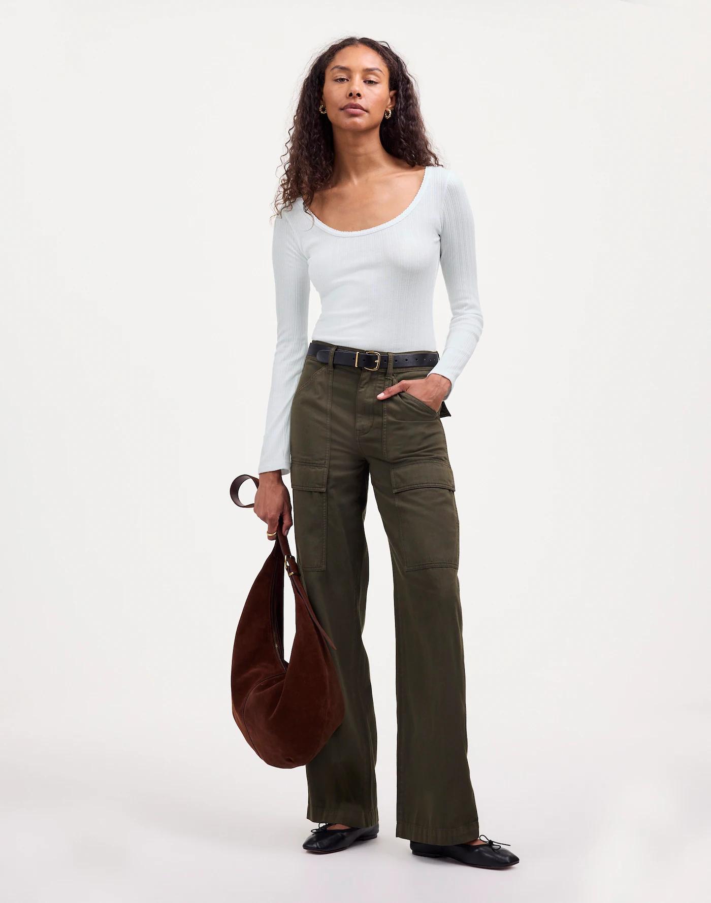 Pointelle Long-Sleeve Scoopneck Tee Product Image