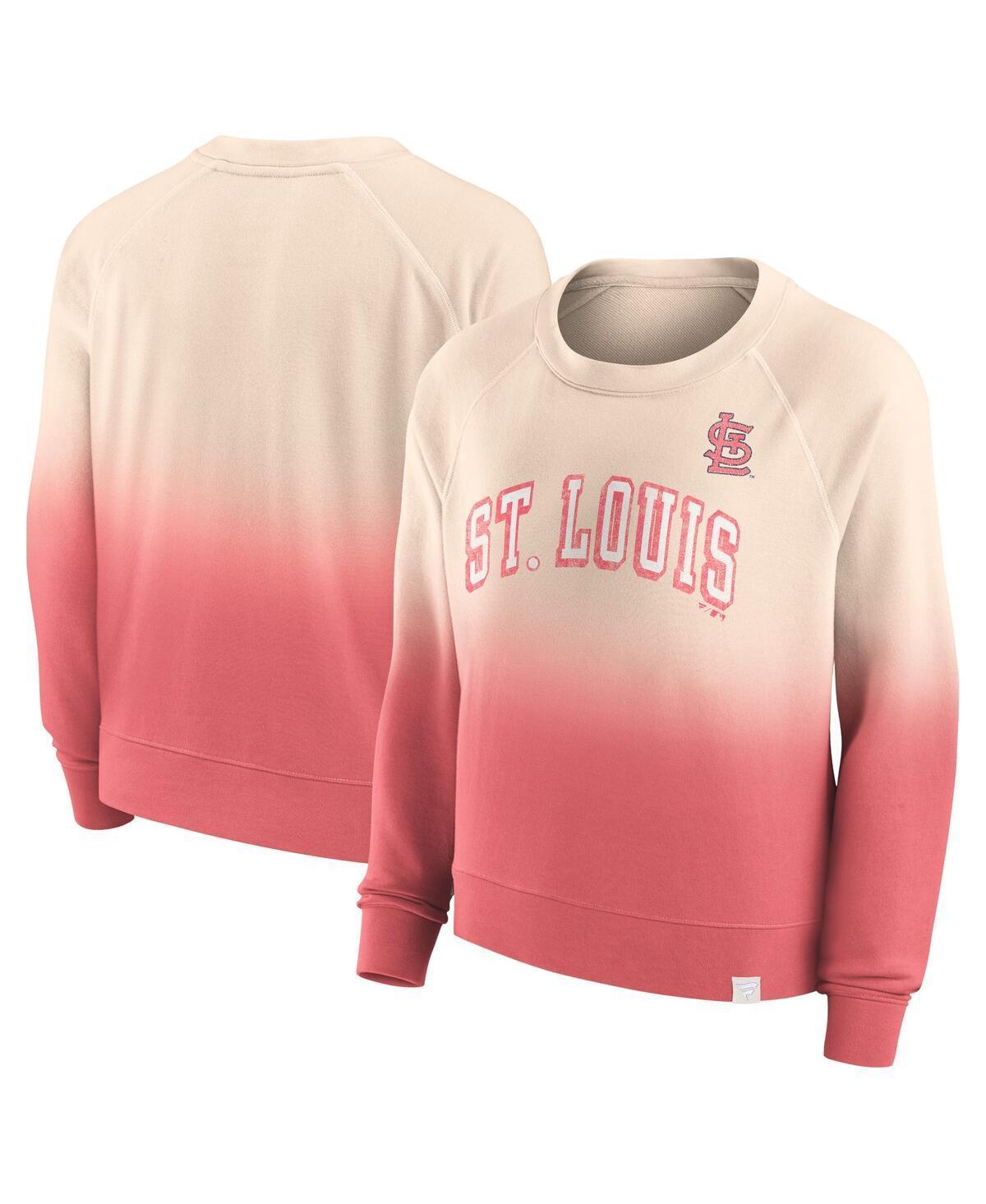 Womens Fanatics Branded Tan/Red St. Louis Cardinals Luxe Lounge Arch Raglan Pullover Sweatshirt Product Image