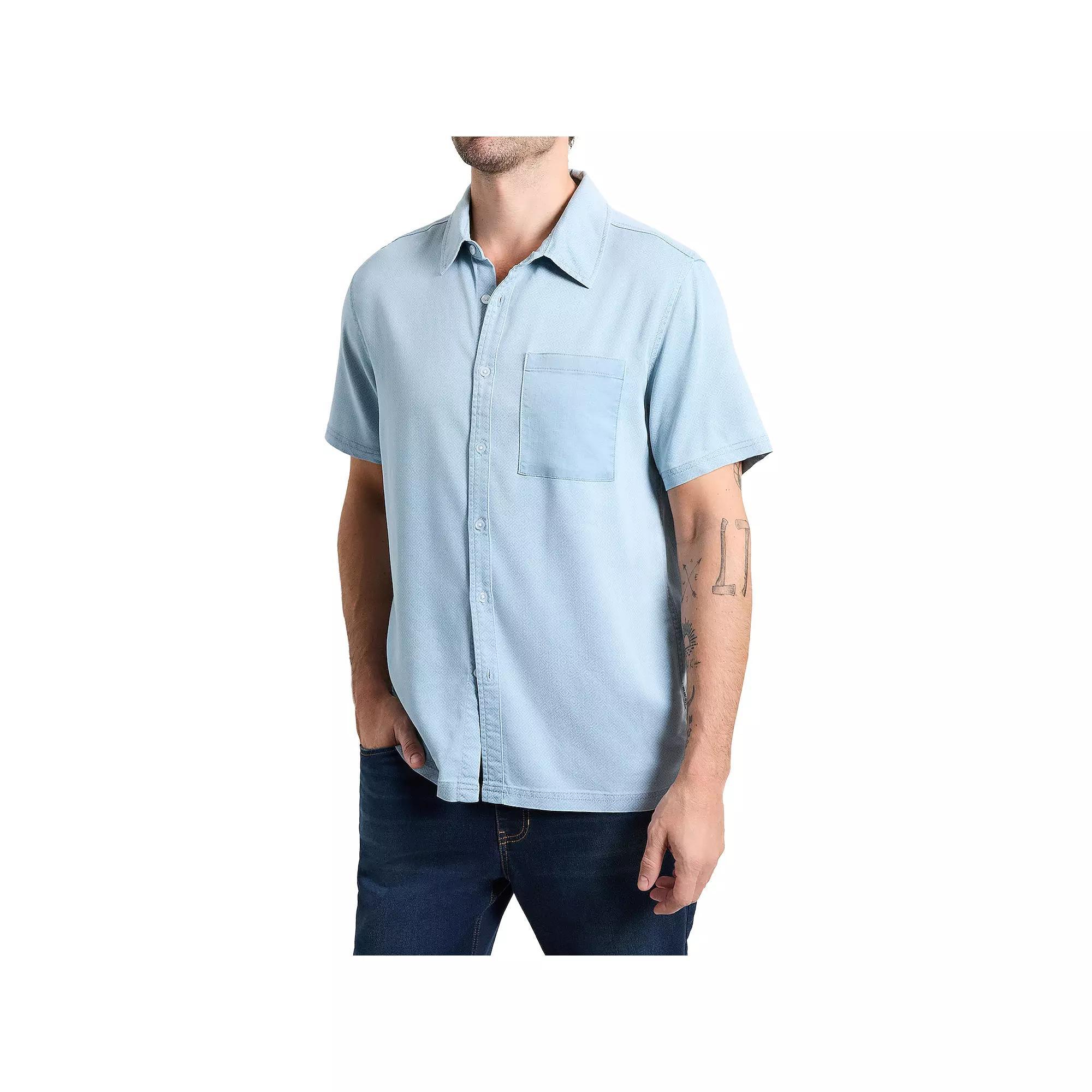Men's WEARFIRST Short Sleeve Button-Down Chambray Shirt, Size: Small, Printed Product Image