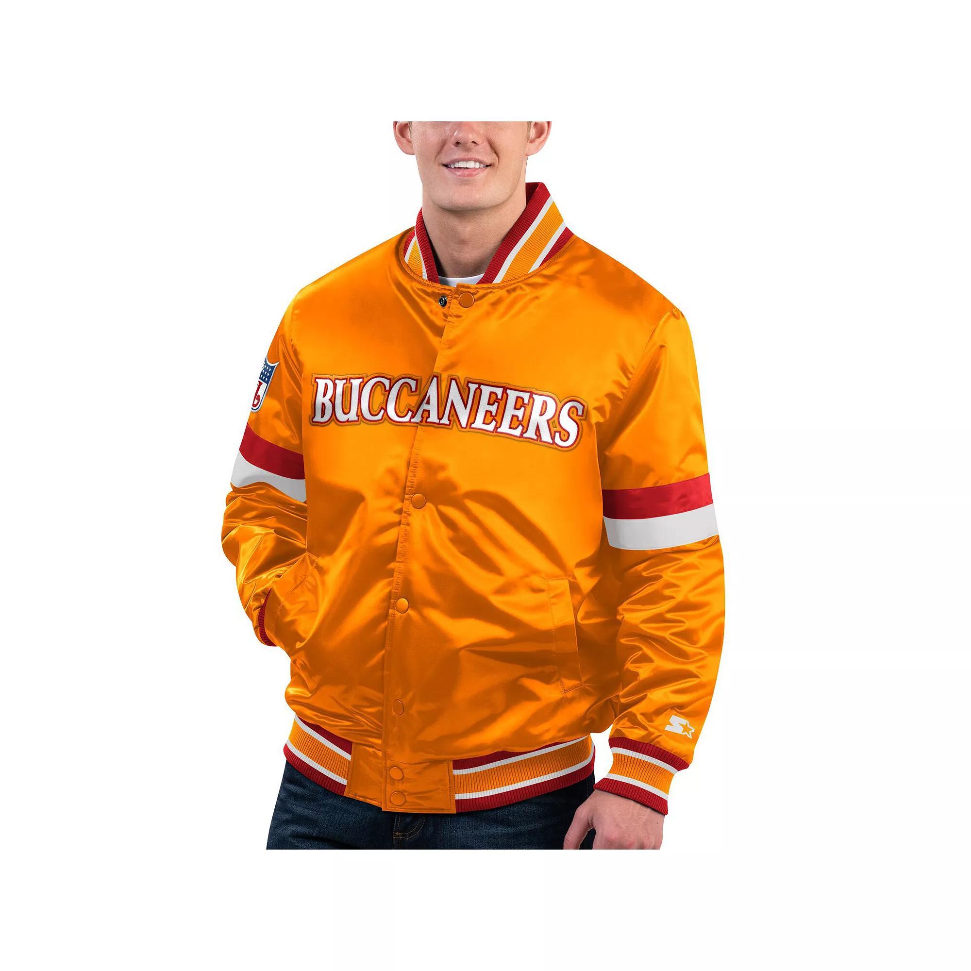 Men's Starter Orange Tampa Bay Buccaneers Gridiron Classics Home Game Satin Full-Snap Varsity Jacket, Size: XL Product Image