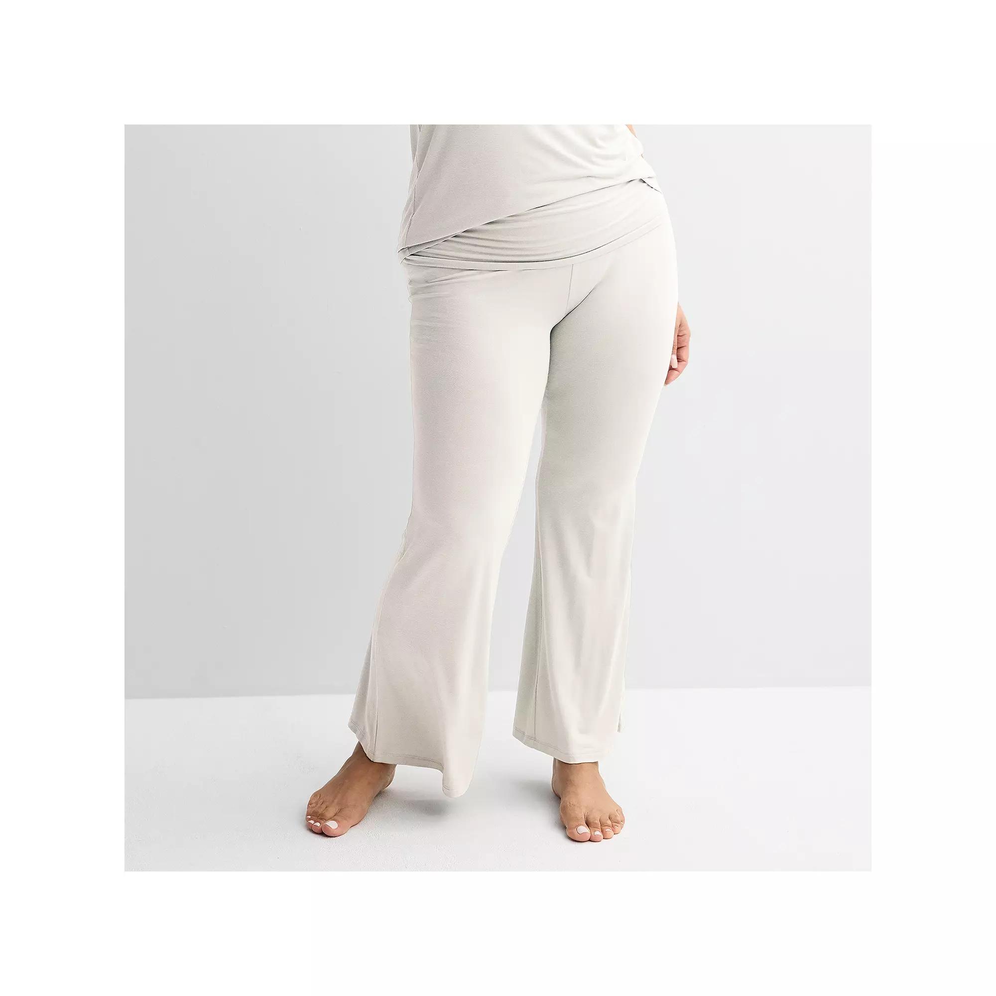 Plus Size Sonoma Goods For Life® Fold Over Sleep Pants, Women's, Size: 1XL, Ivory Silk Product Image