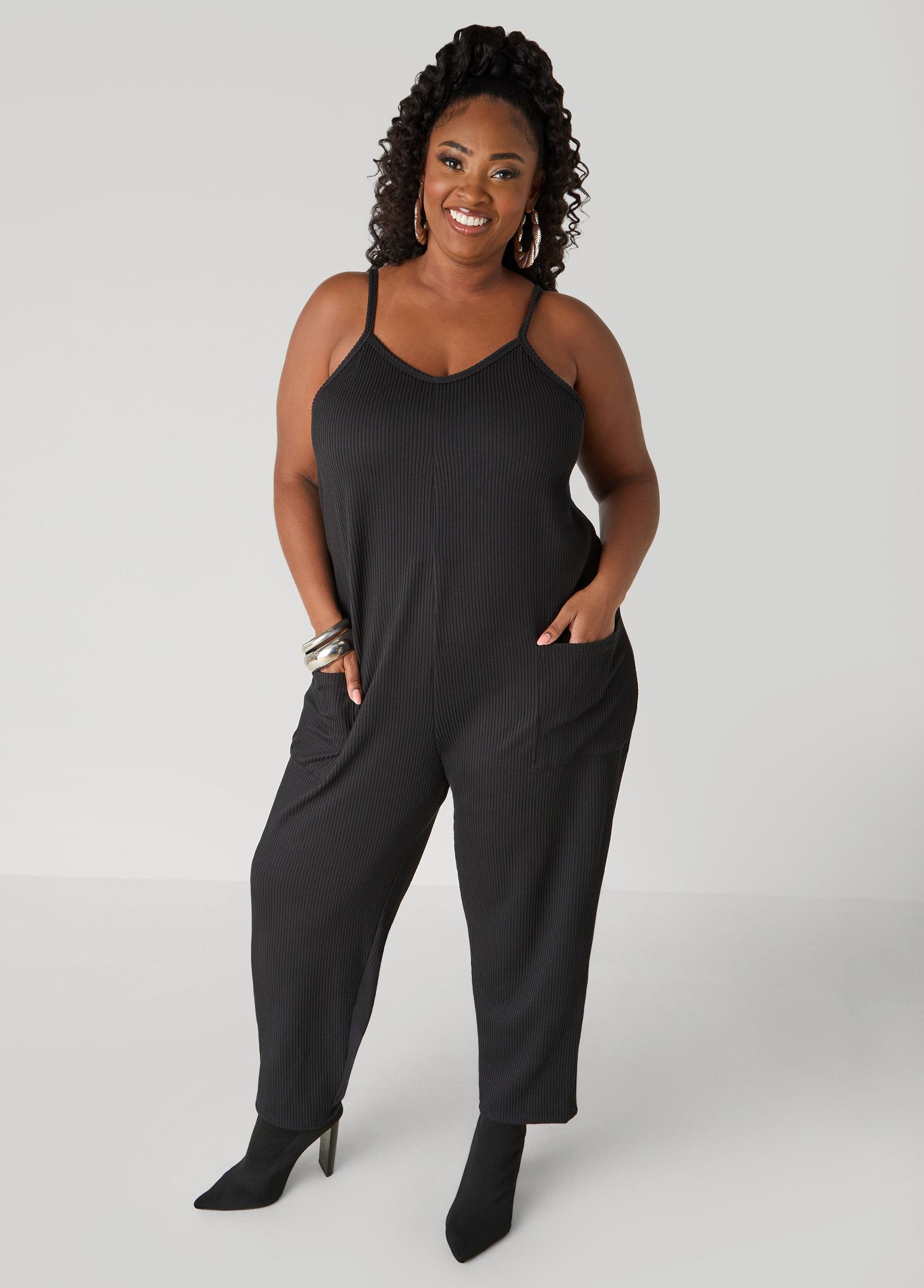 Plus Size Ribbed Jersey Jumpsuit Ashley Stewart Product Image