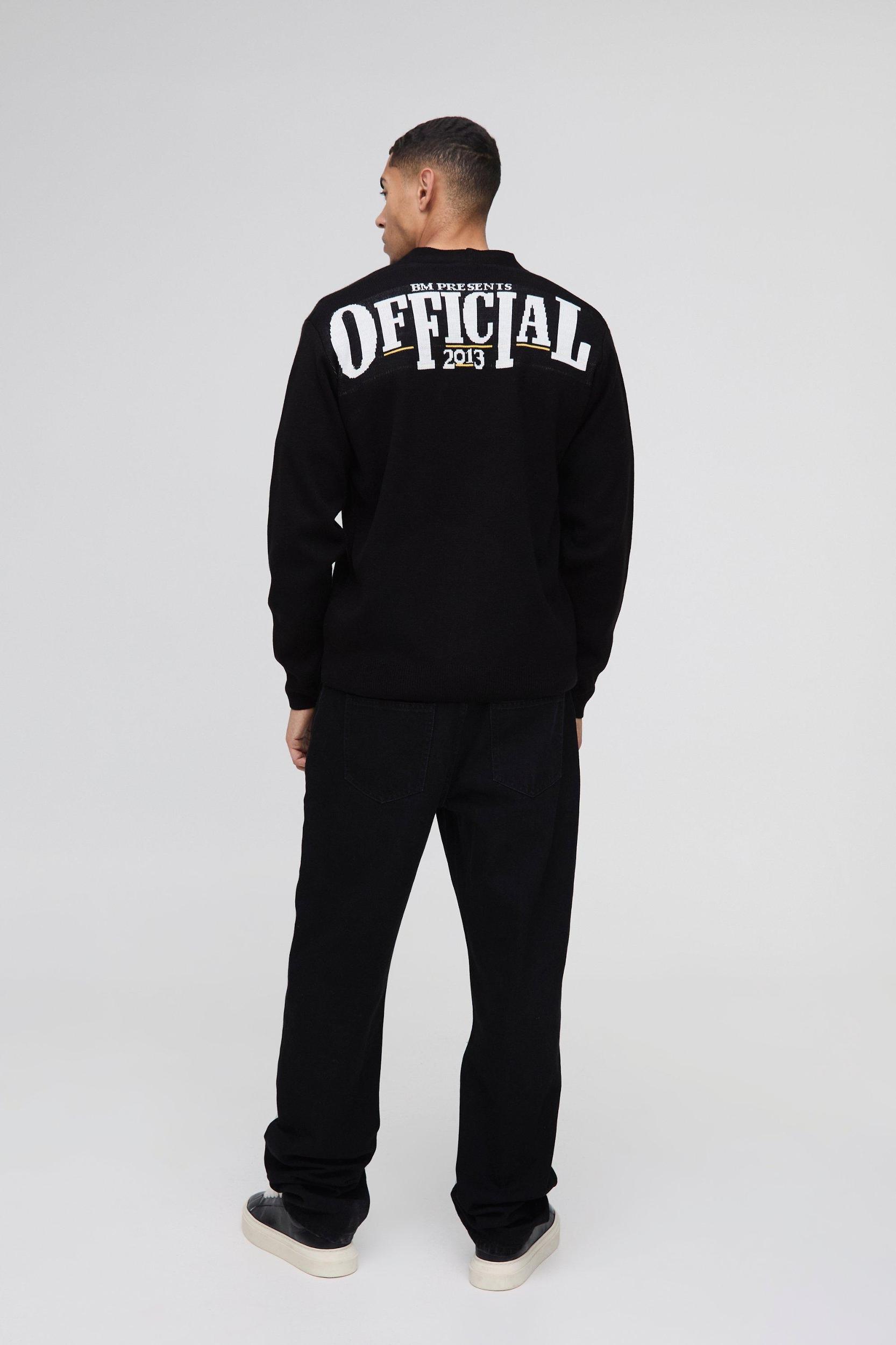 Regular Fit Official Graphic Knitted Cardigan | boohooMAN USA Product Image