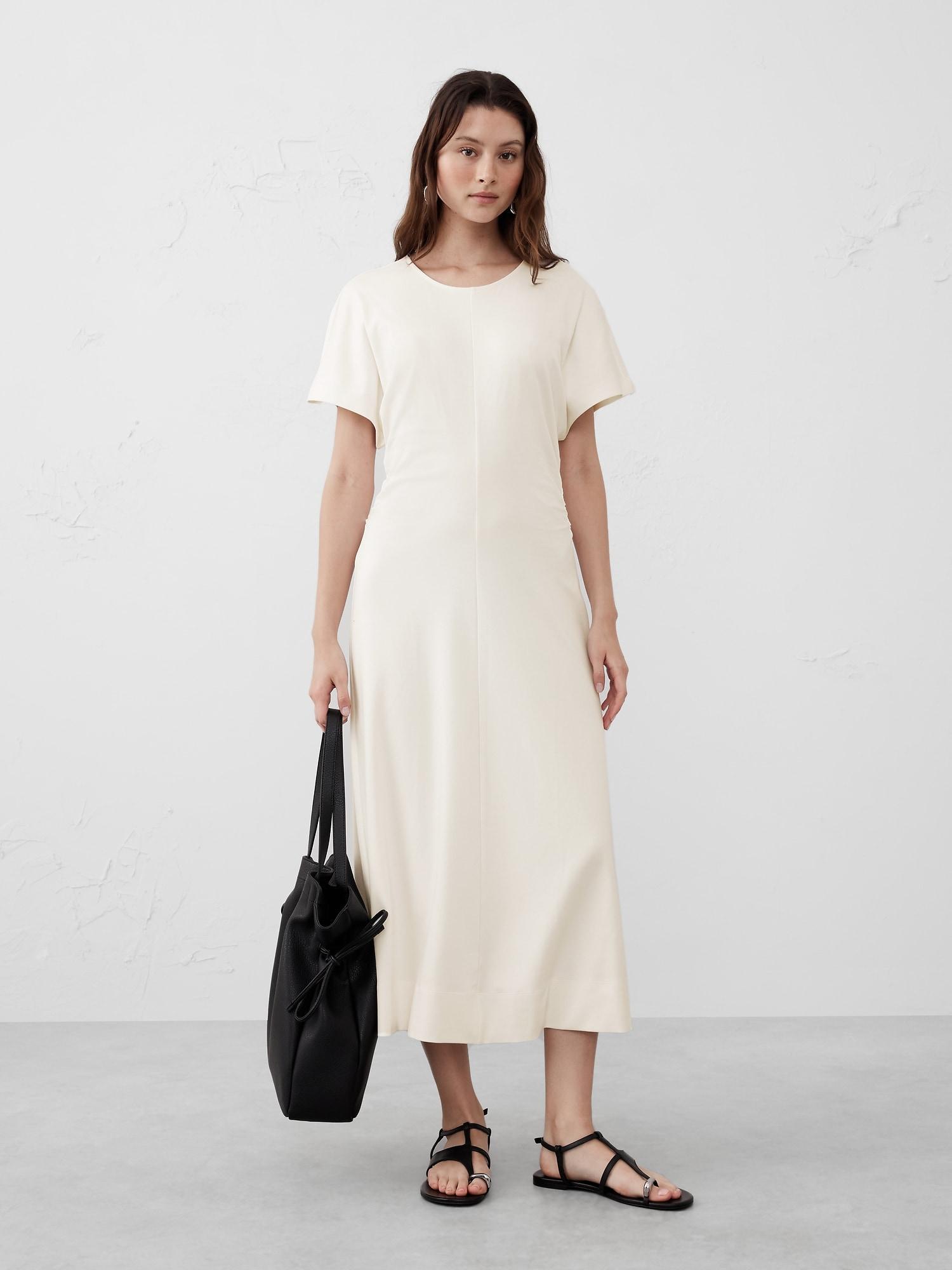 Side Shirred Knit Midi Dress Product Image