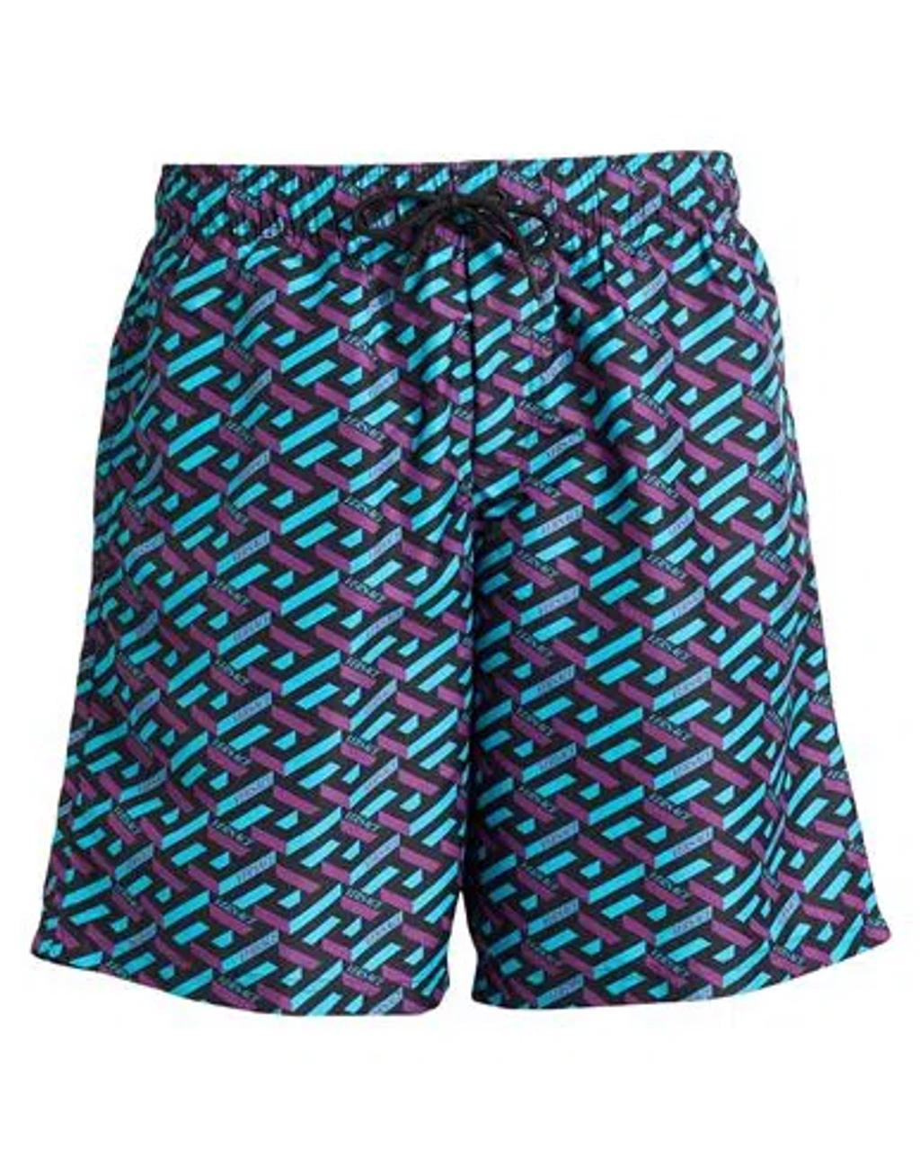 VERSACE Man Swim Trunks Turquoise Size 42 Polyester In Purple/blue Product Image