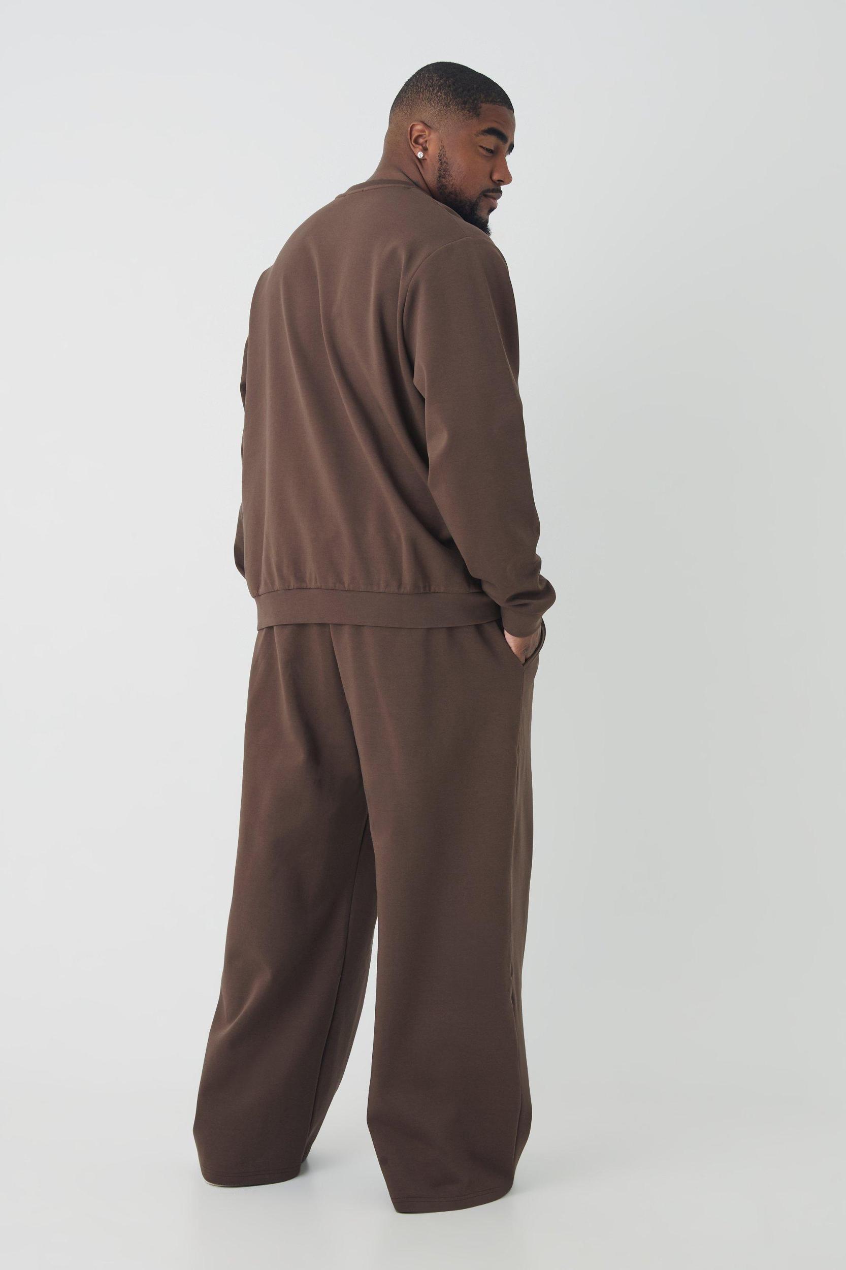 Plus Interlock Smart Wide Leg Pants | boohooMAN USA Product Image