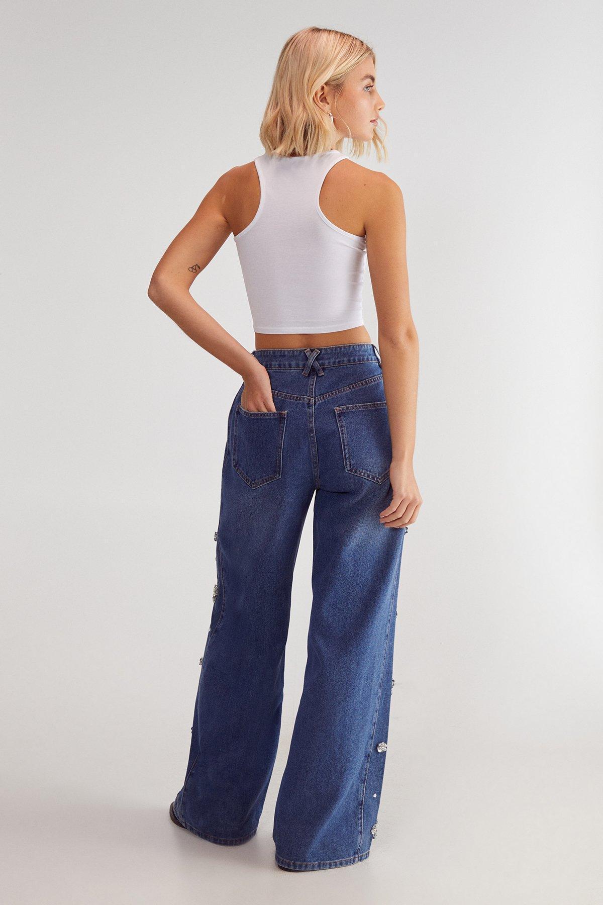 Embellished Flower Applique Jean Product Image