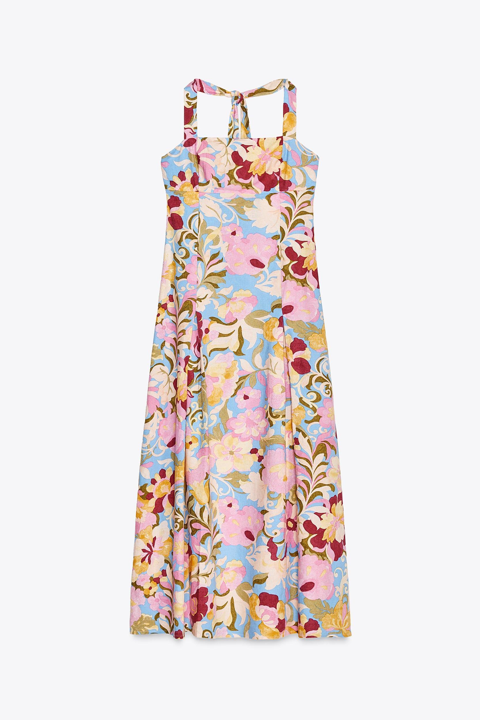PRINTED LINEN MIDI DRESS Product Image