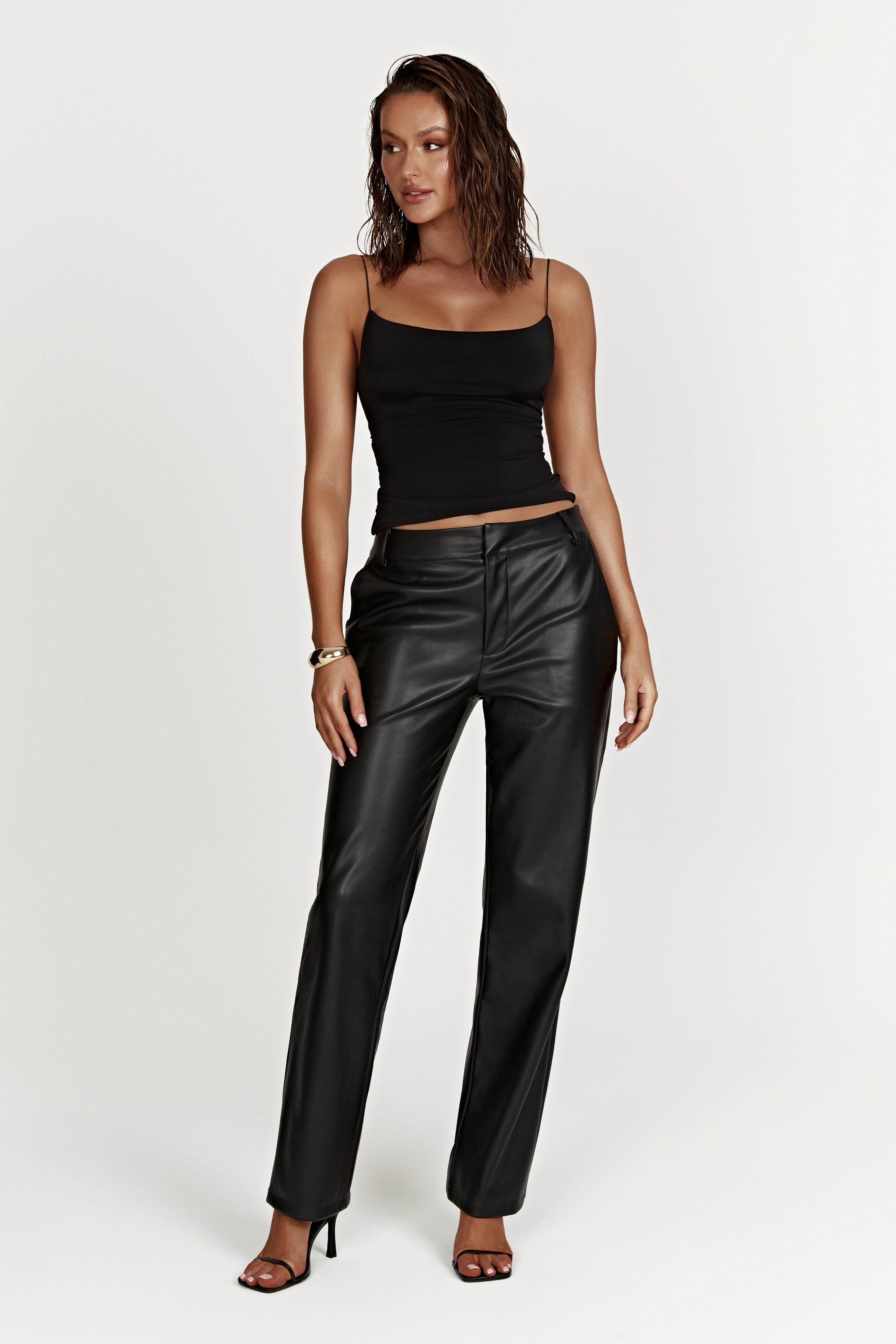 Matilda Slouchy Low Rise Faux Leather Pant - Black Product Image