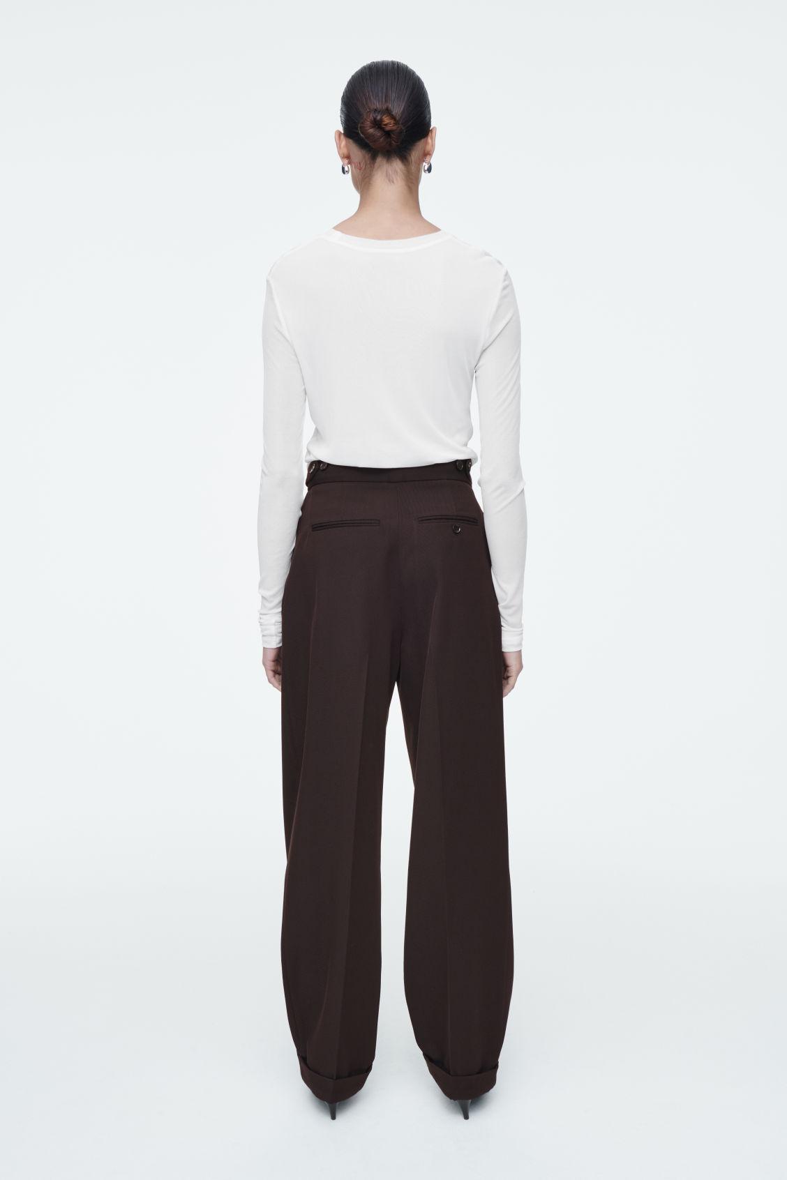 PLEATED WOOL-BLEND TAPERED PANTS Product Image