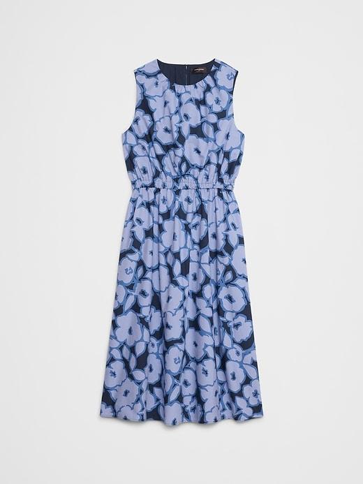 Gathered Elastic-Waist Midi Dress Product Image