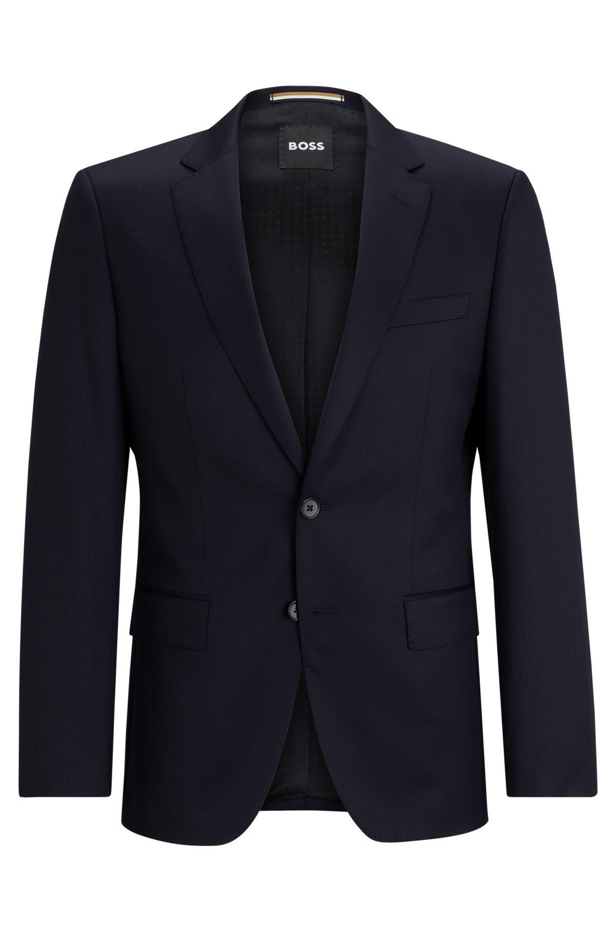 BOSS - Slim-fit suit jacket in virgin-wool serge - Dark Blue Product Image