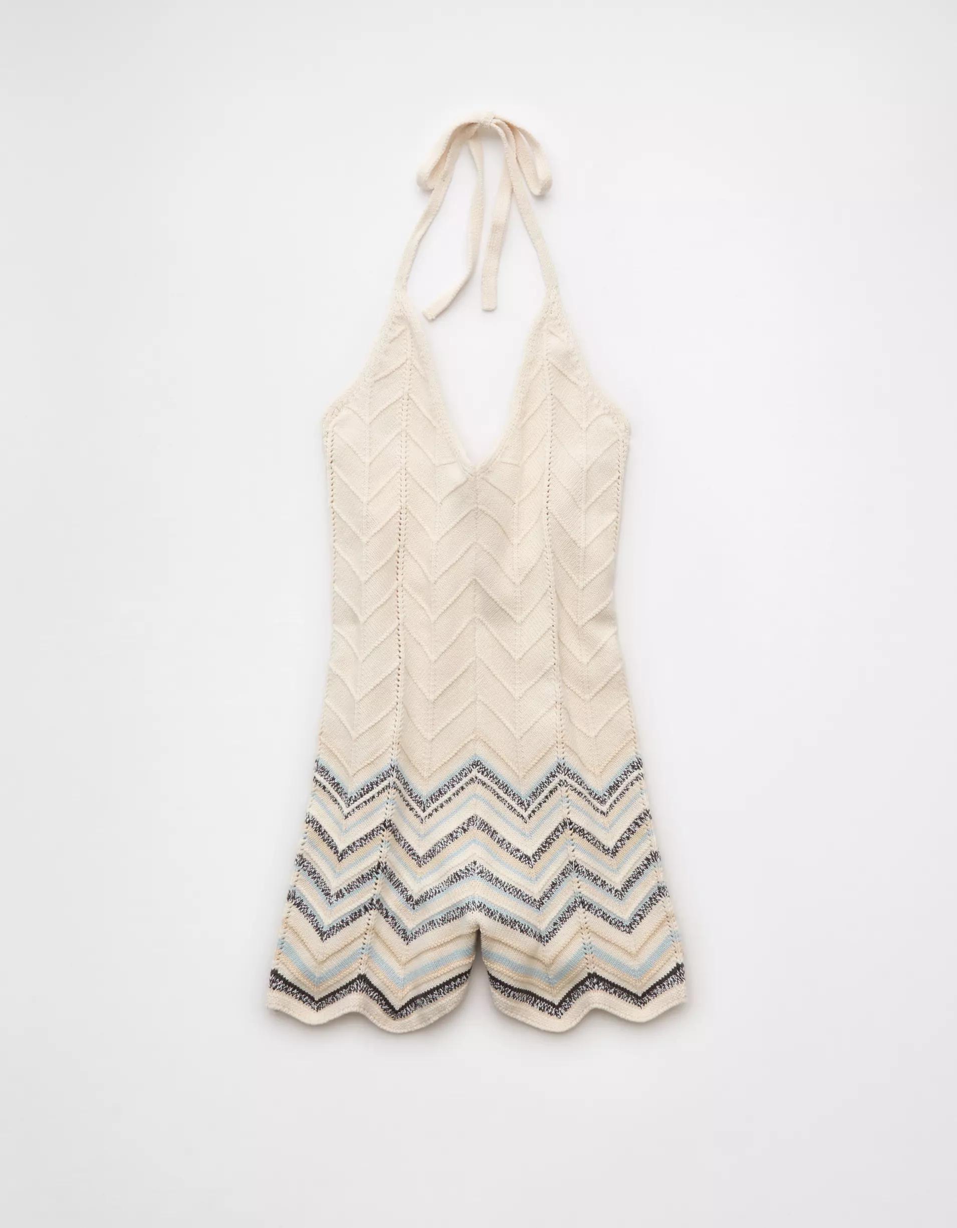 AE Crochet Halter Romper Product Image
