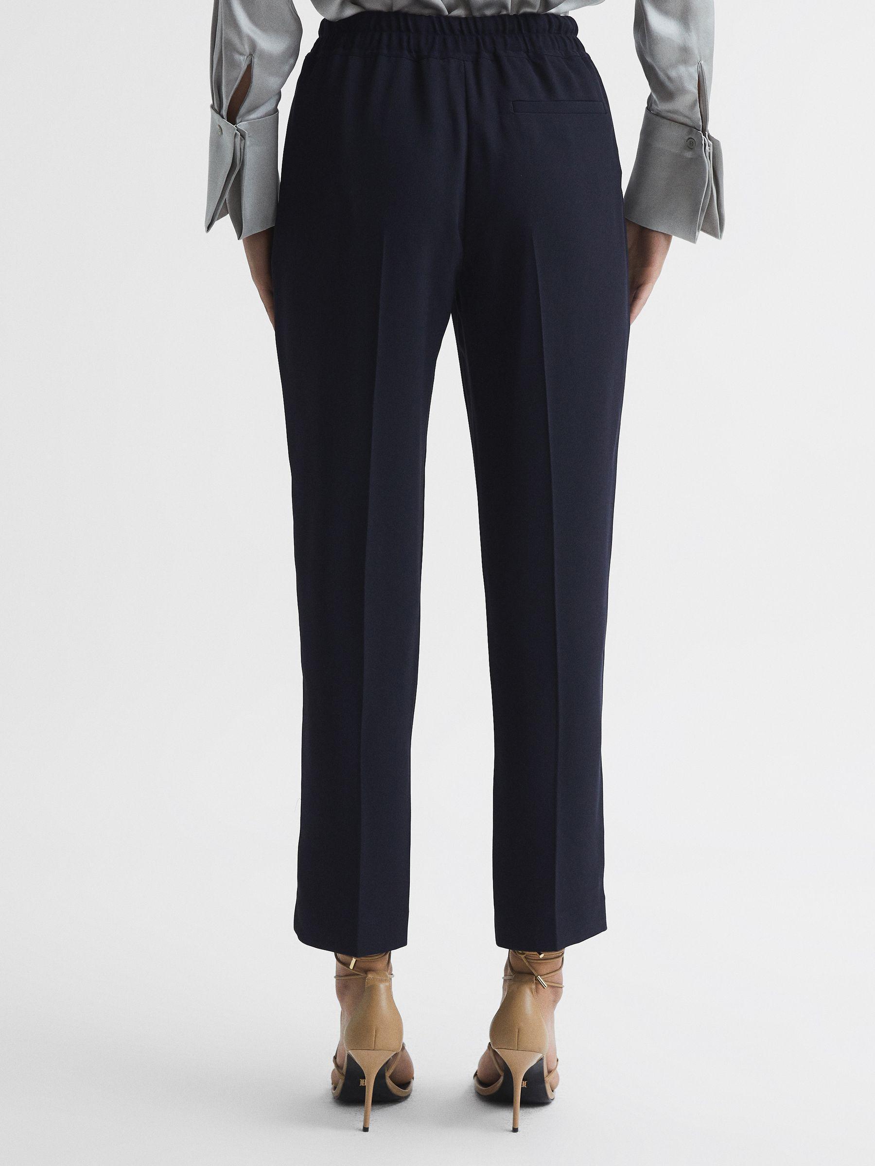Petite Tapered Pull On Trousers in Navy Product Image