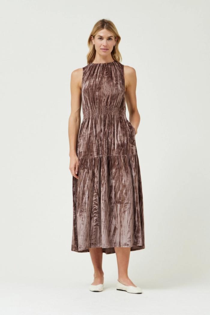 Velvet Sleeveless Midi Dress Product Image