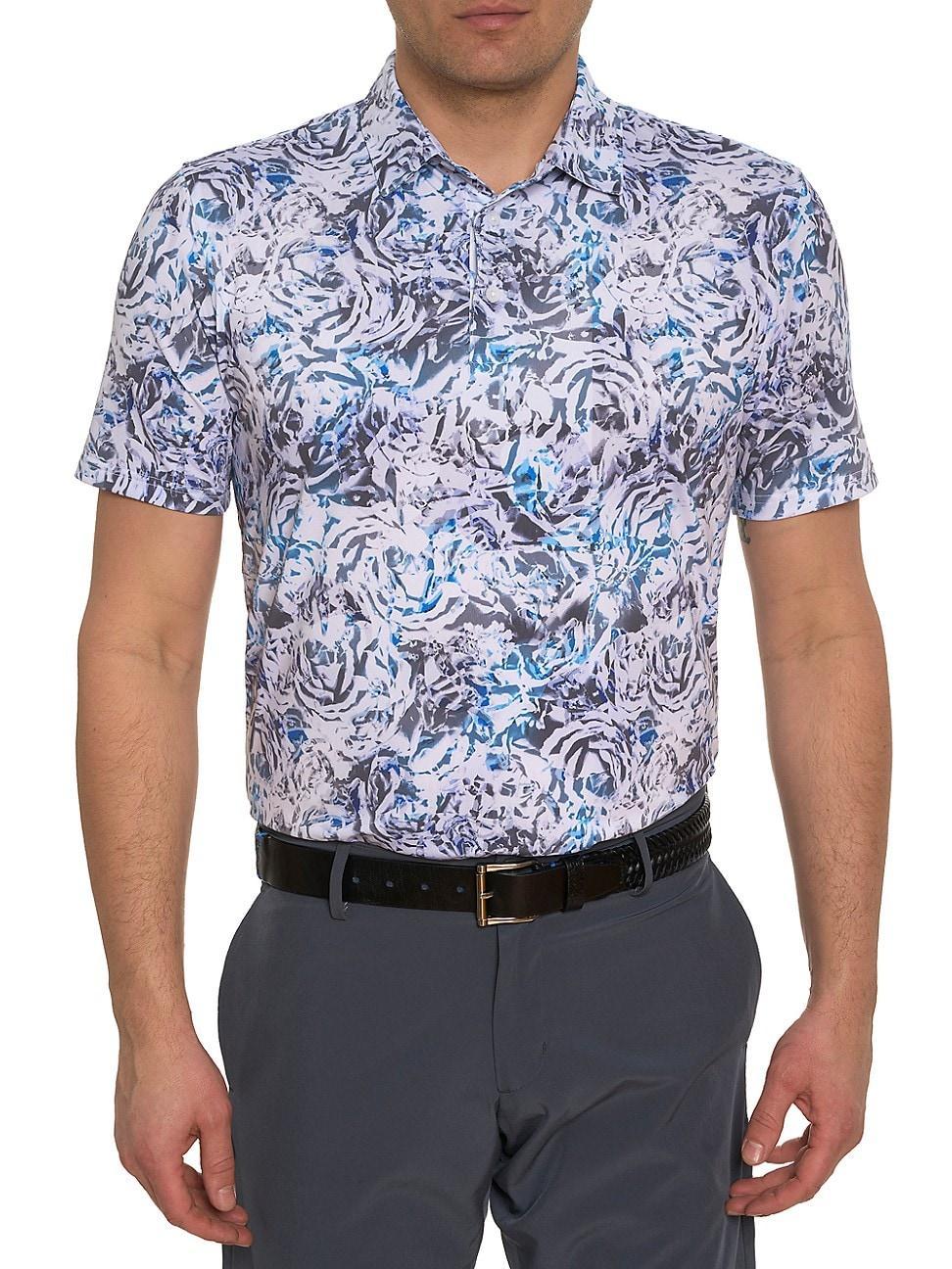 Mens Abstract Rose Print Polo Product Image