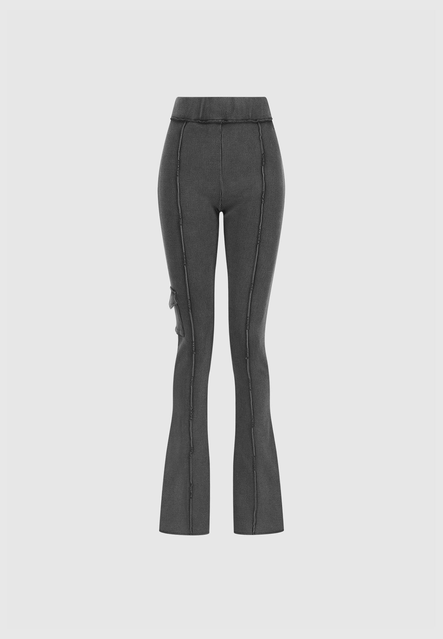 Ribbed Flared Leggings - Washed Grey / Washed Grey / WMN1956-07 Product Image