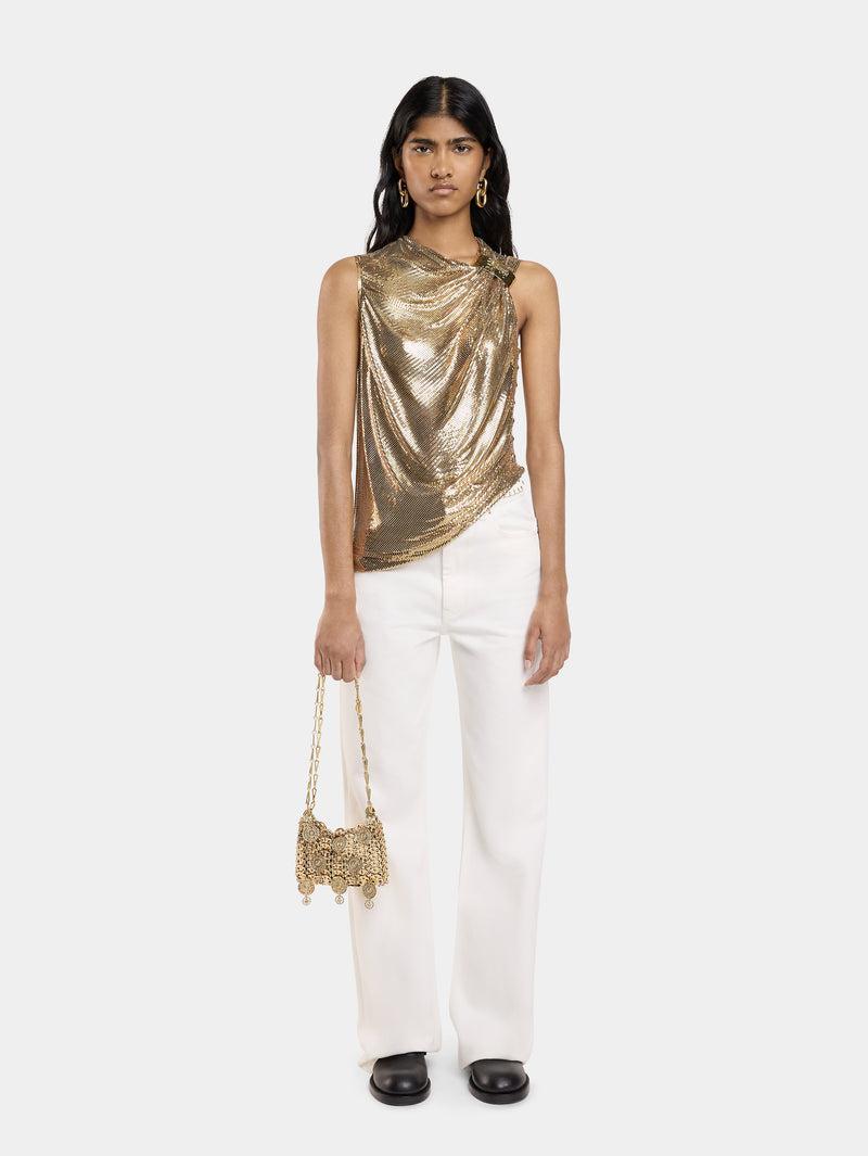 ASYMETRICAL DRAPED TOP IN MESH Product Image