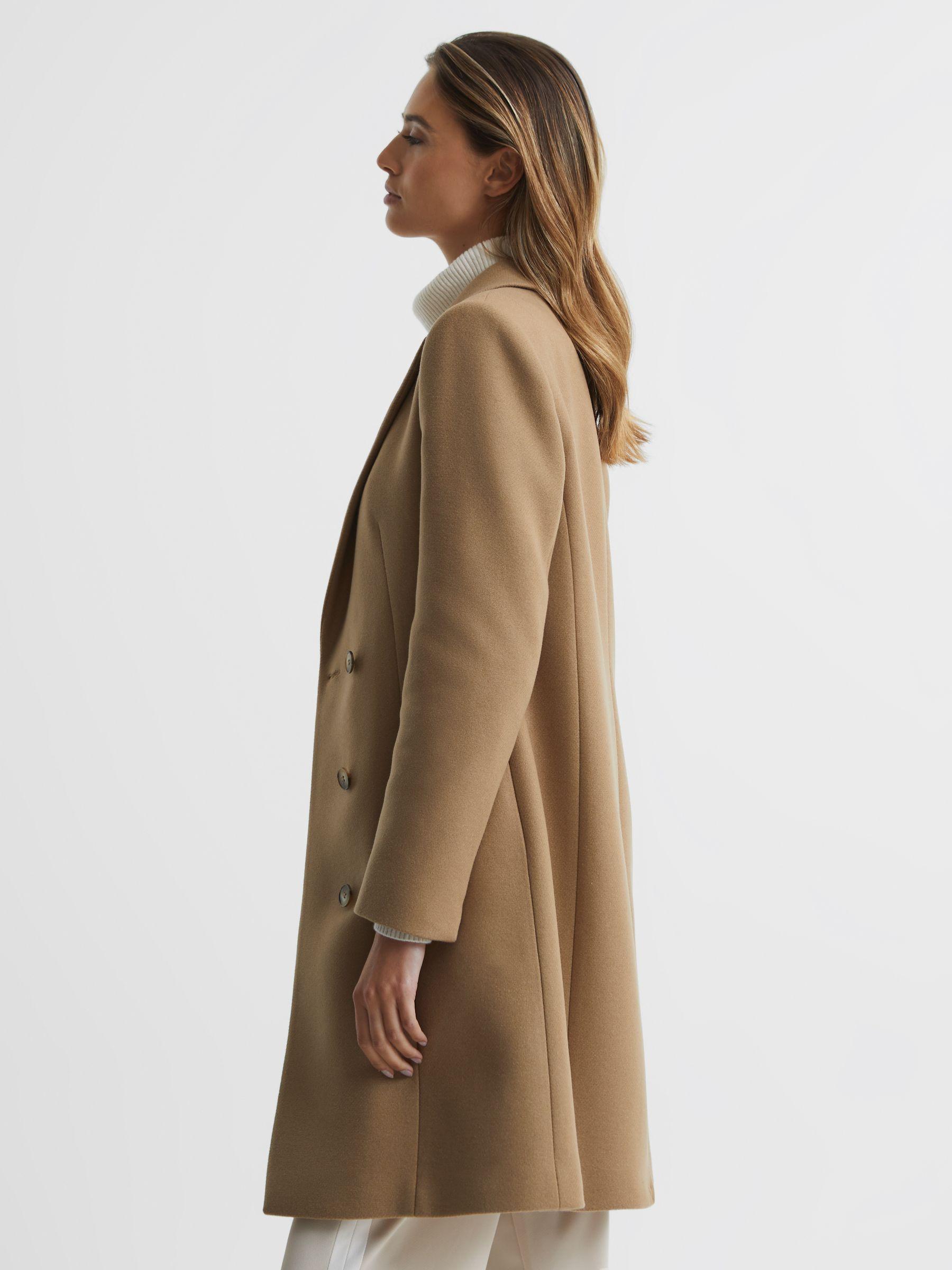 Wool Blend Mid Length Coat in Camel Product Image