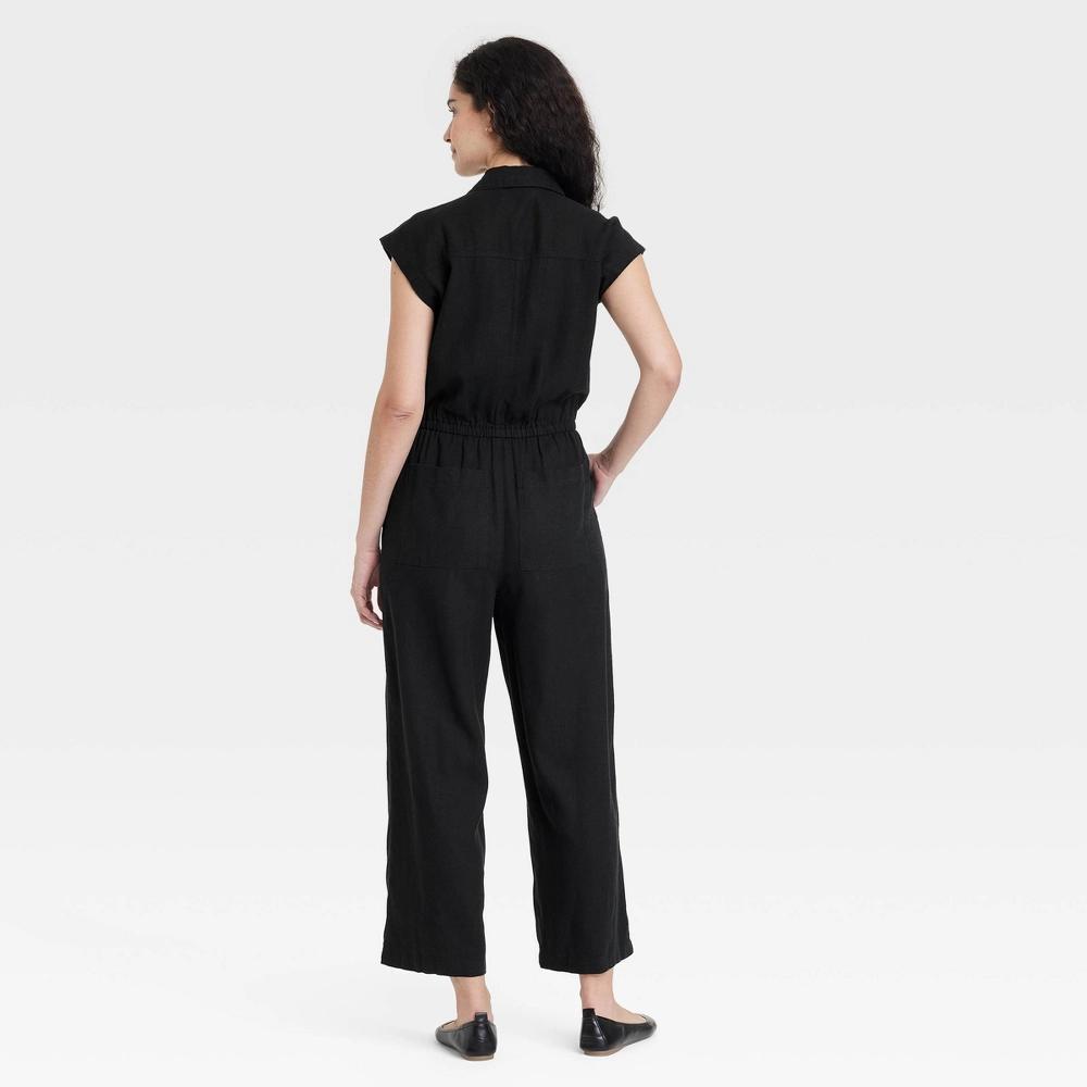 Womens Linen Jumpsuit - Universal Thread Black 4 Product Image