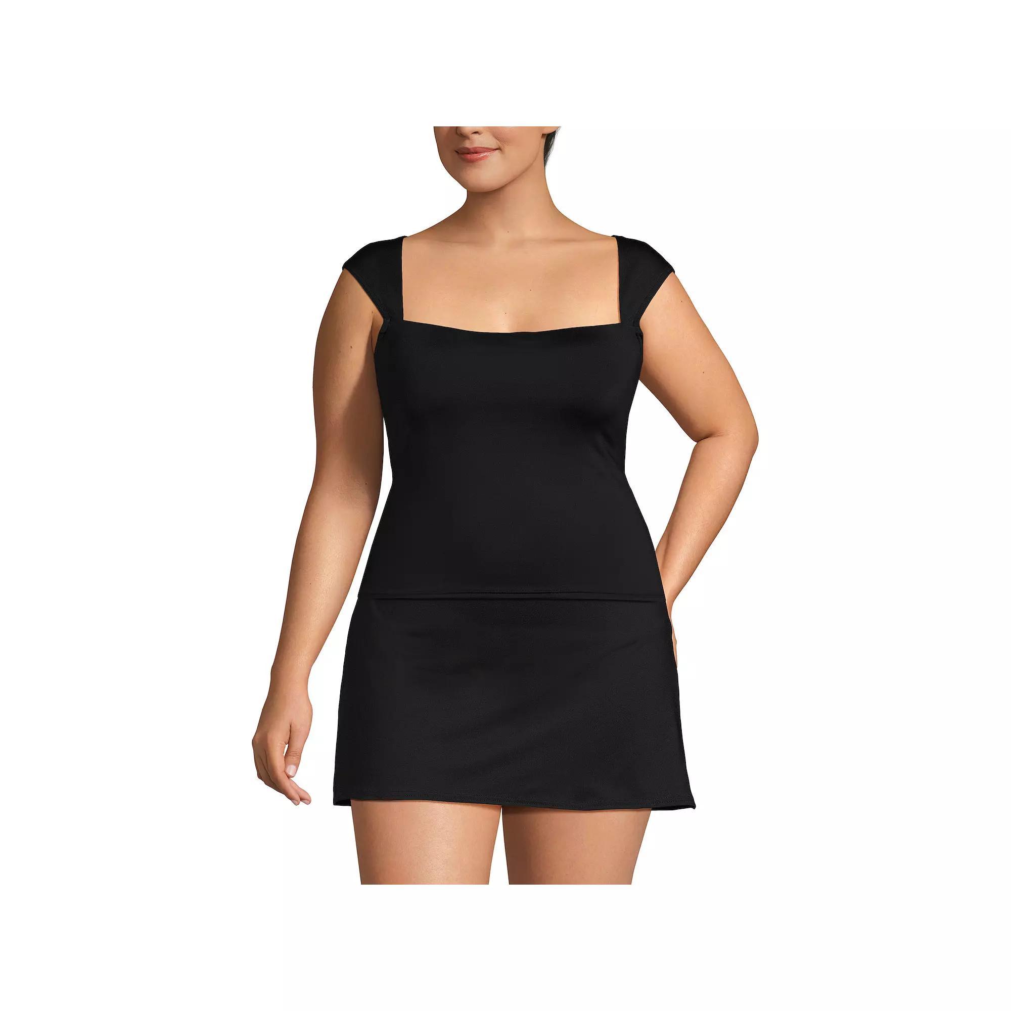 Plus Size Lands' End DDD-Cup Squareneck Underwire Tankini Top, Women's, Size: 18W Ddd, Black Product Image