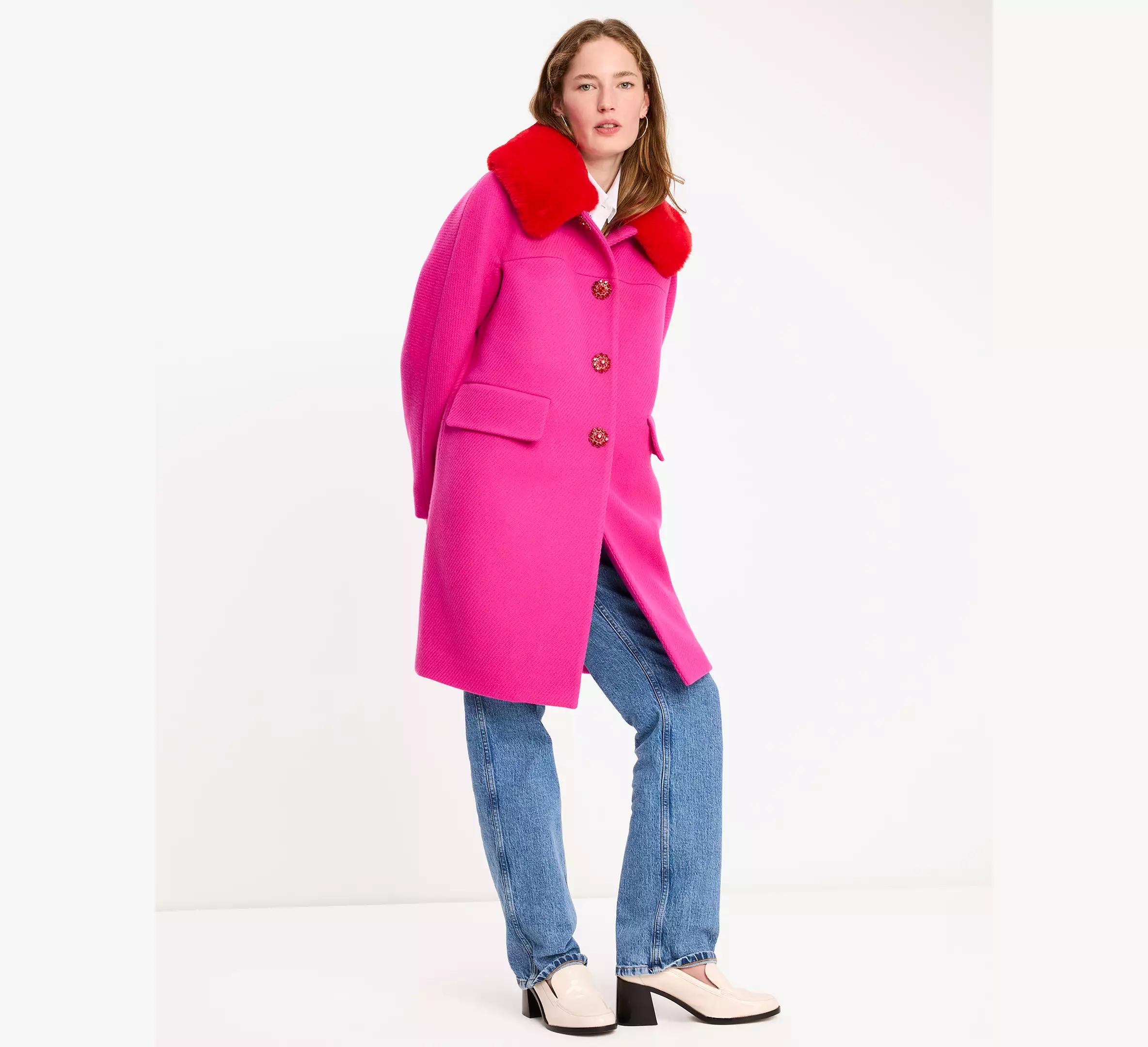 Faux Fur Wool Coat Product Image