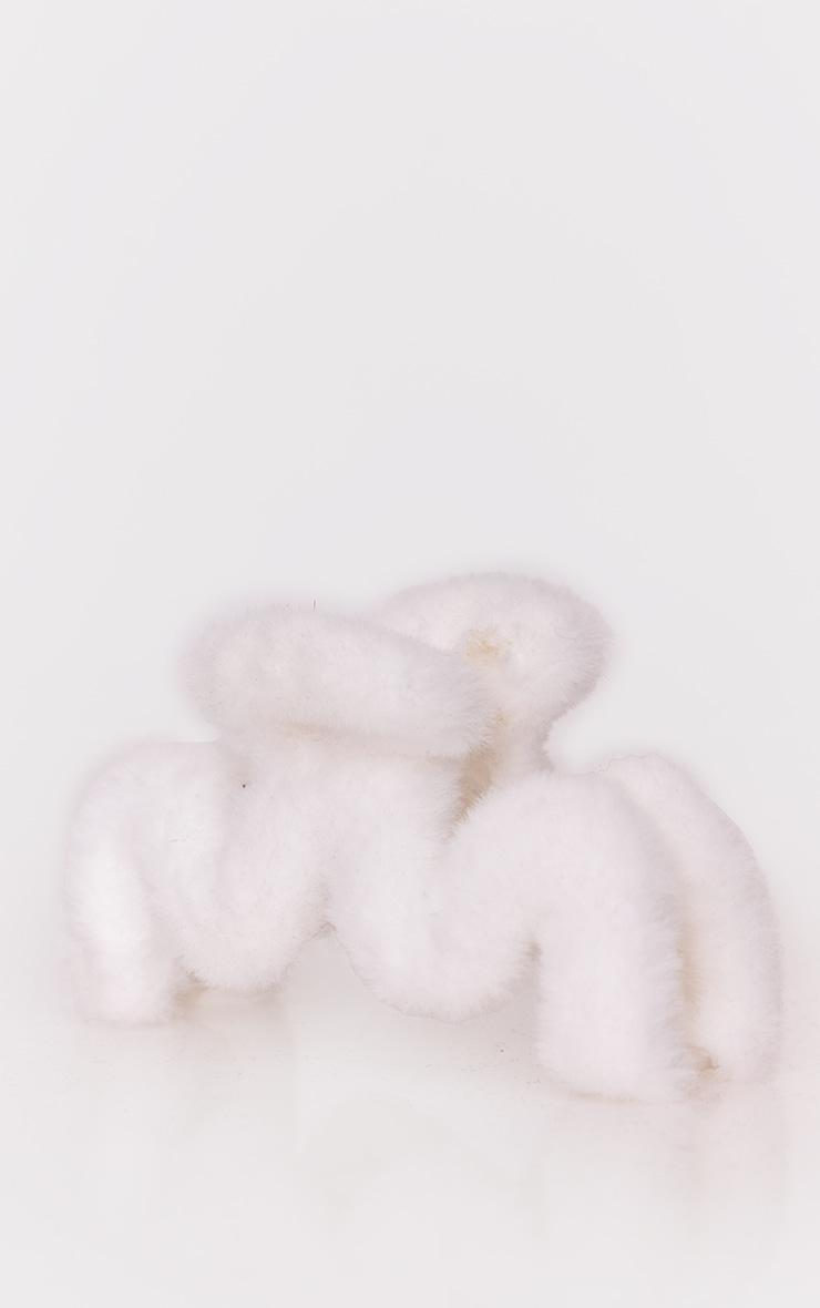 White Fluffy Wave Oversized Claw Clip Product Image