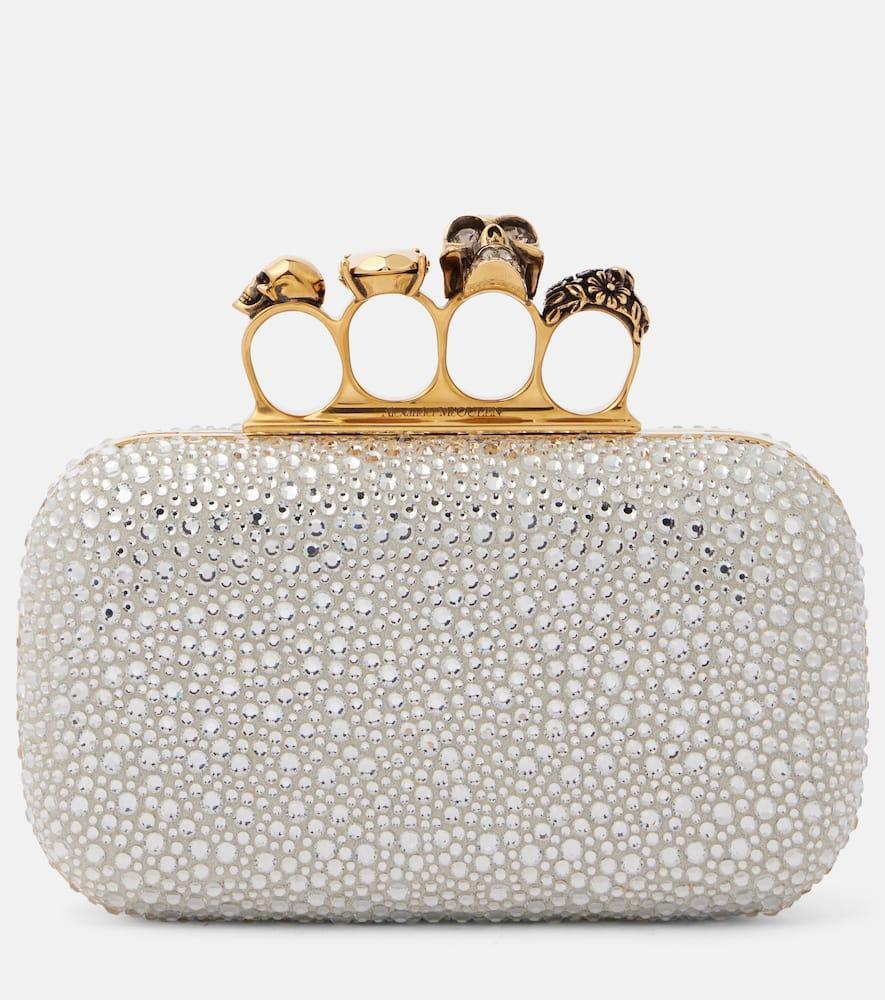 ALEXANDER MCQUEEN Skull Knuckle Embellished Clutch In Metallic Product Image