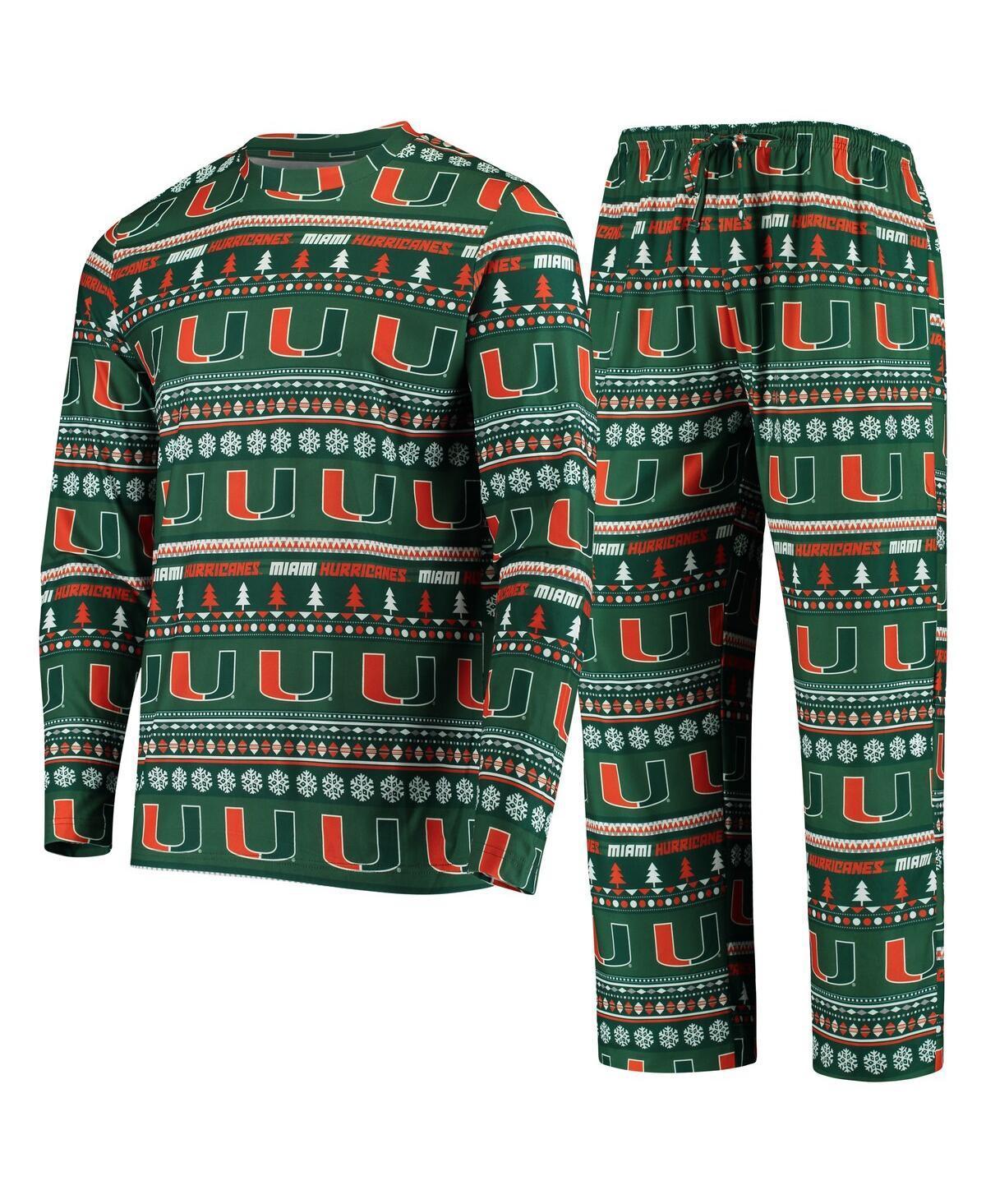 Mens Concepts Sport Miami Hurricanes Ugly Sweater Knit Long Sleeve Top and Pant Set Product Image