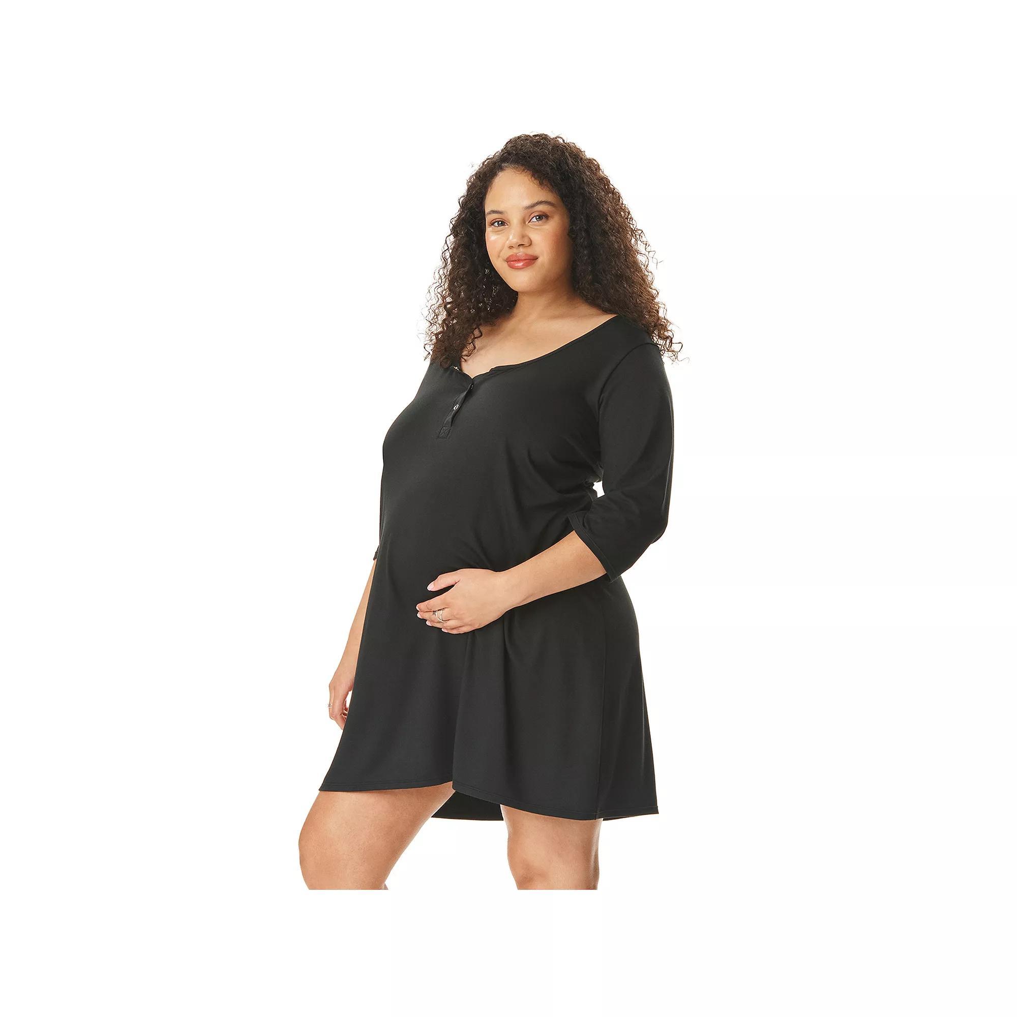 Maternity Motherhood® Henley Chemise Sleep Dress, Women's,  Product Image
