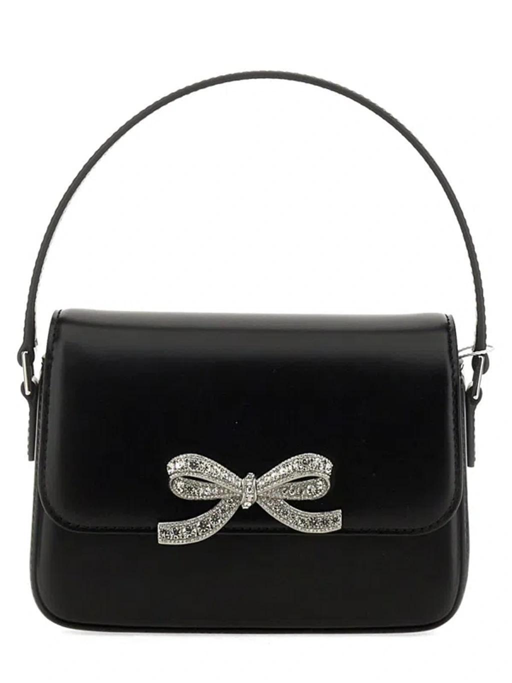 SELF-PORTRAIT Micro Black Handbag With Bow Detail In Smooth Leather Woman Product Image