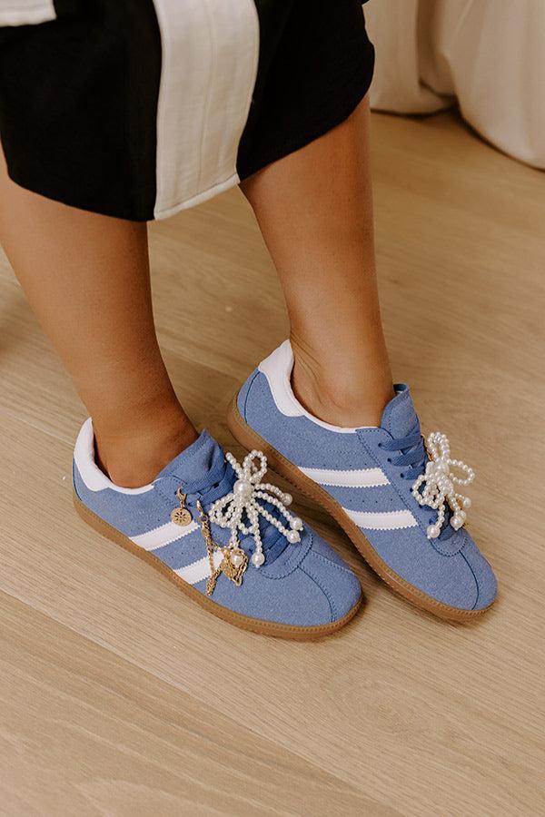 The Kimber Faux Suede Charm Sneakers in Airy Blue Product Image