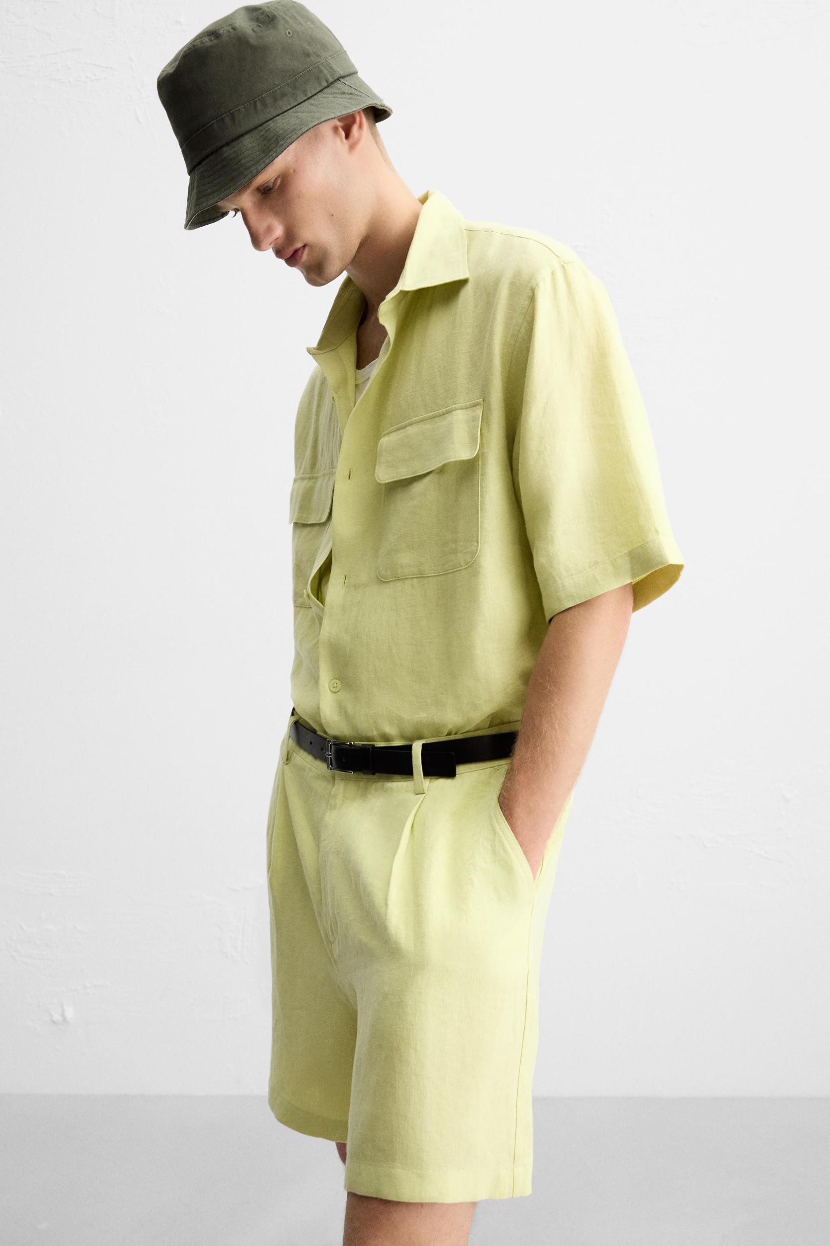 100% LINEN BERMUDA SHORTS Product Image