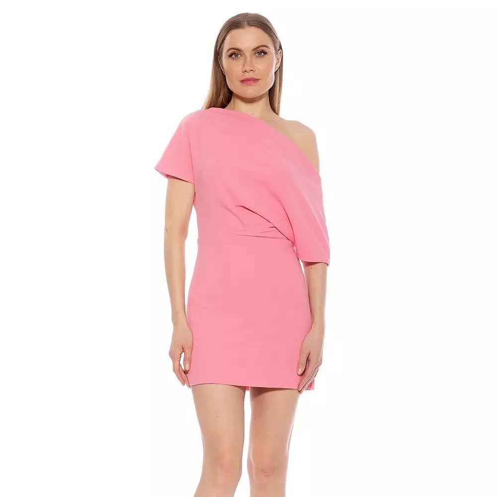 Women's ALEXIA ADMOR Draped Shoulder Mini A-Line Dress,  Product Image