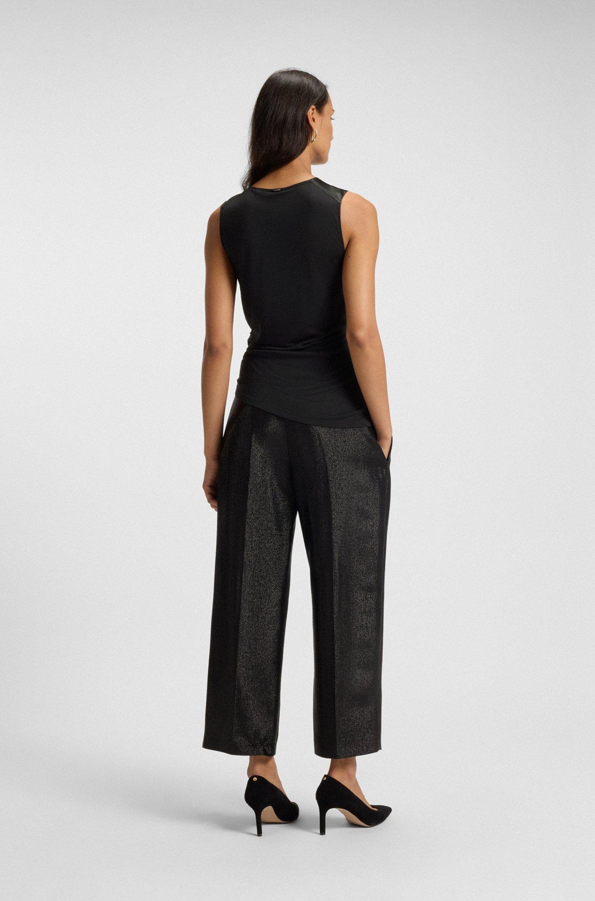 Asymmetric-hem top with stretch-silk front Product Image