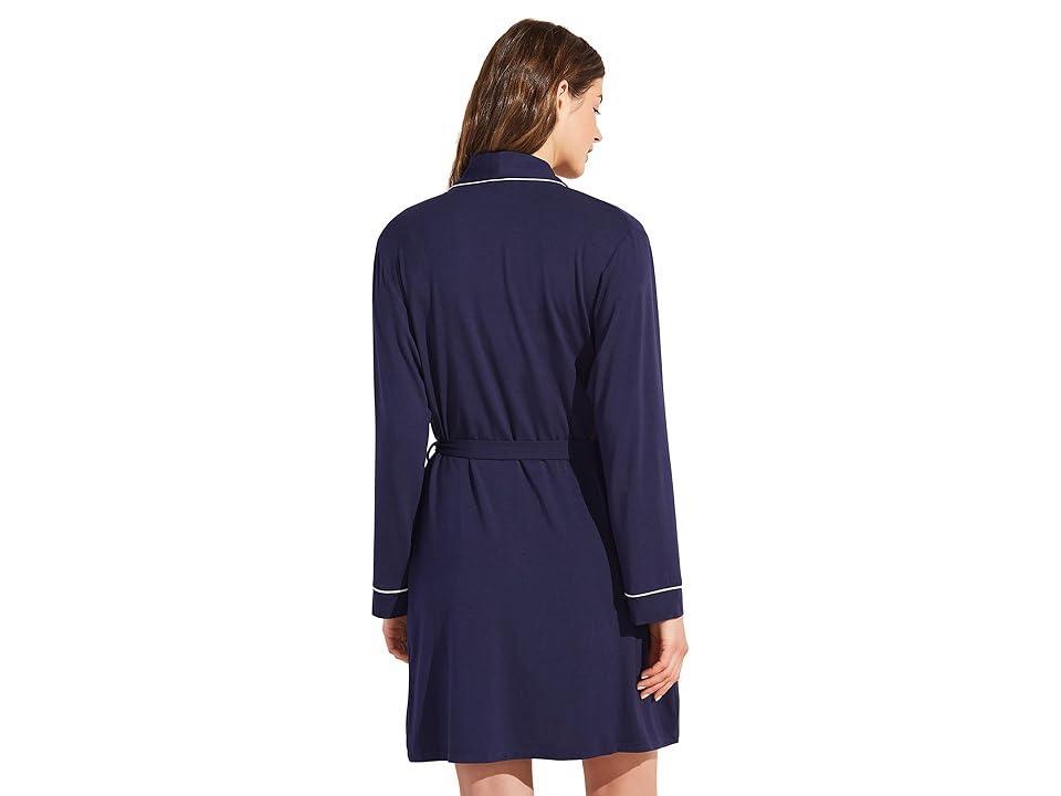 Eberjey Gisele - The Tuxedo Robe (Navy/Ivory) Women's Robe Product Image