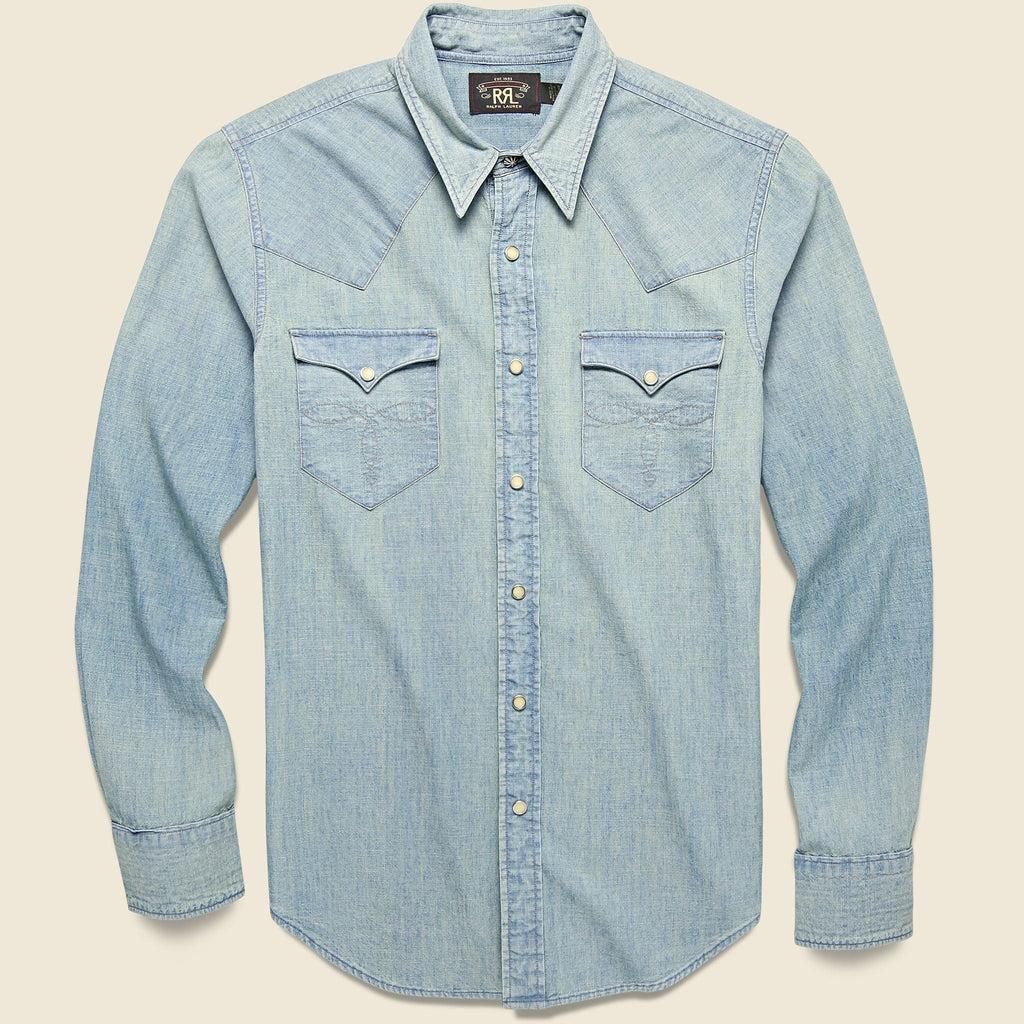 Slim Chambray Western Shirt - Davey Wash Product Image