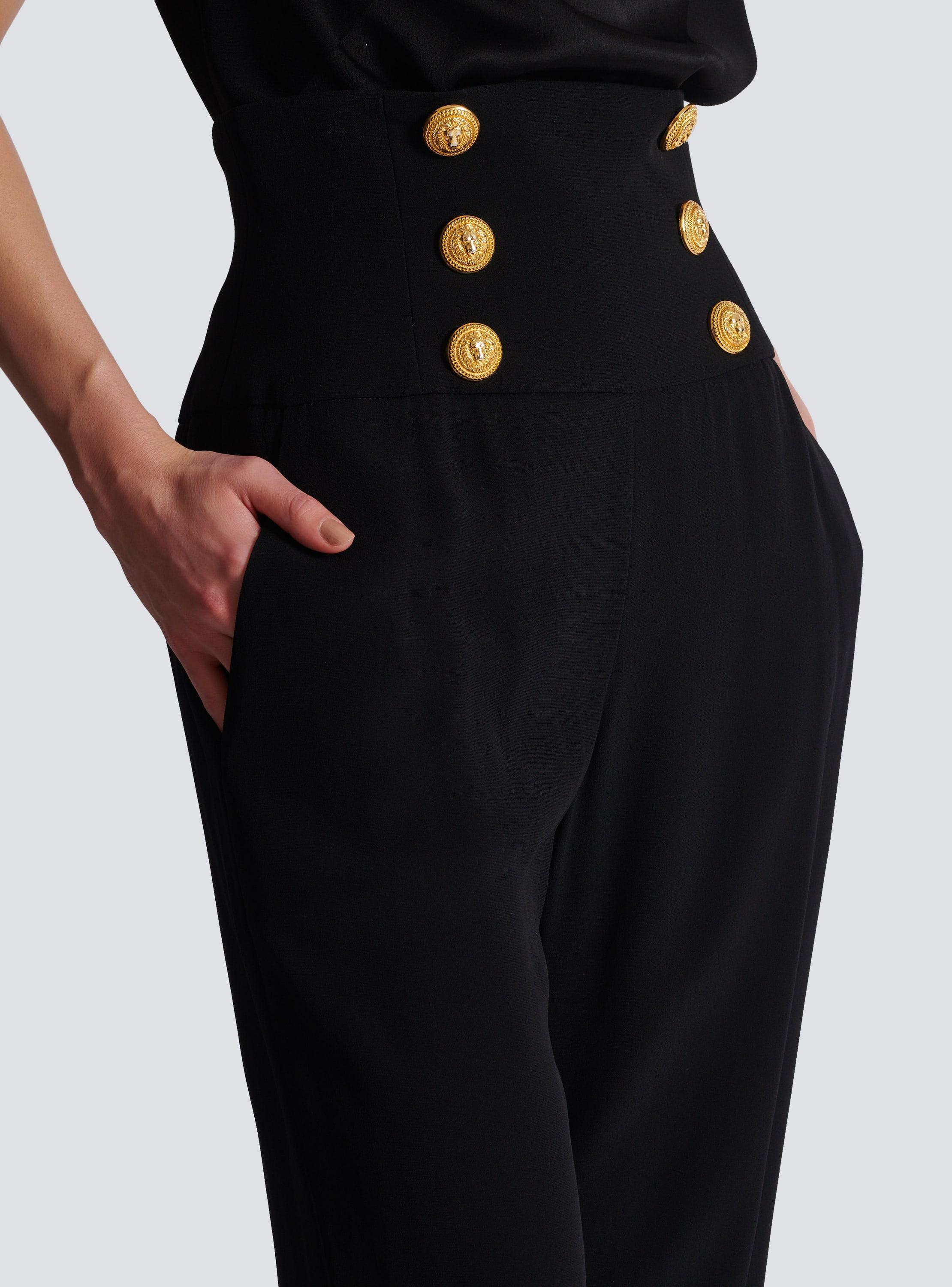 Crepe wide-leg trousers with buttons Product Image