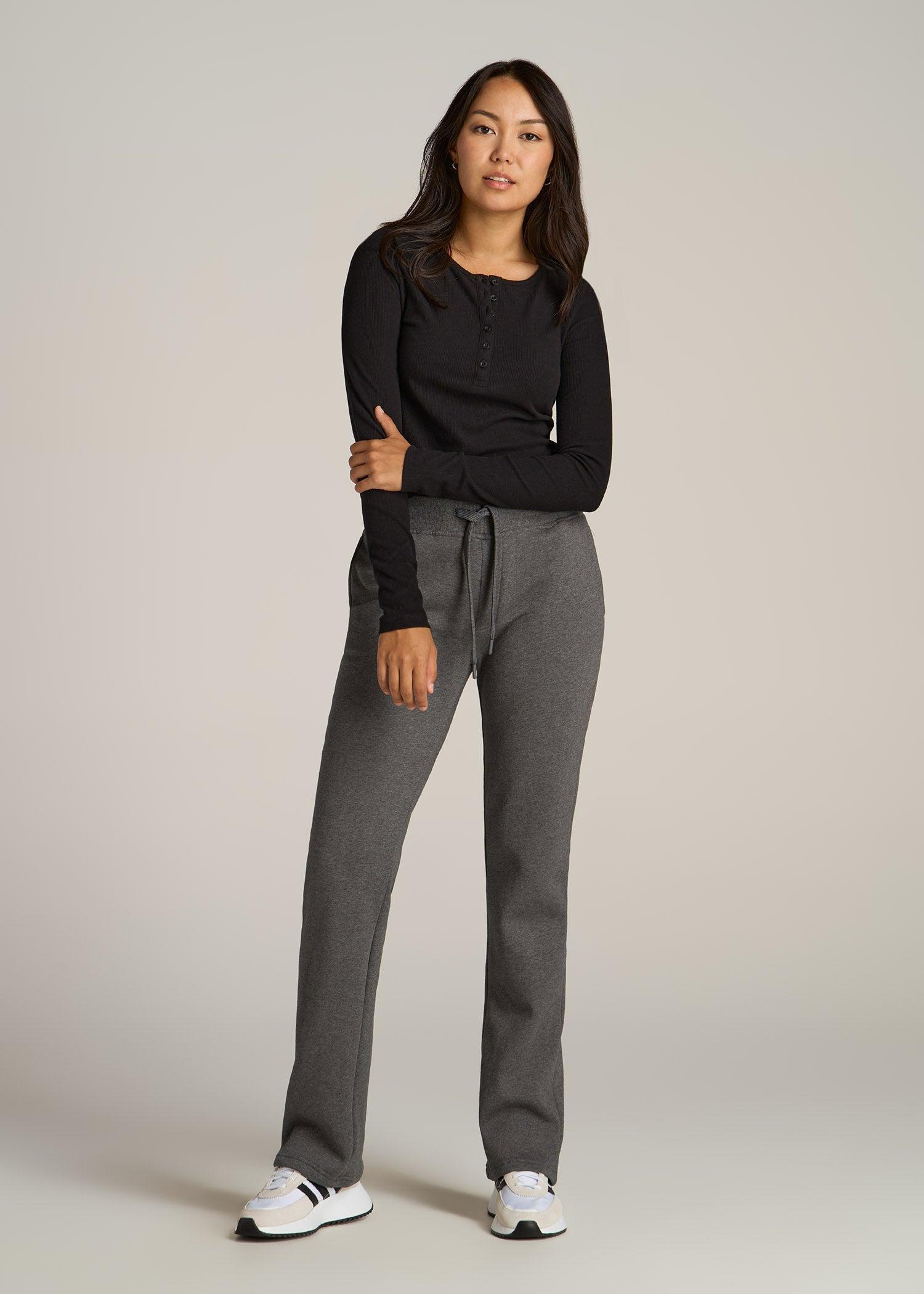 Wearever Fleece Open-Bottom Sweatpants for Tall Women in Black Product Image