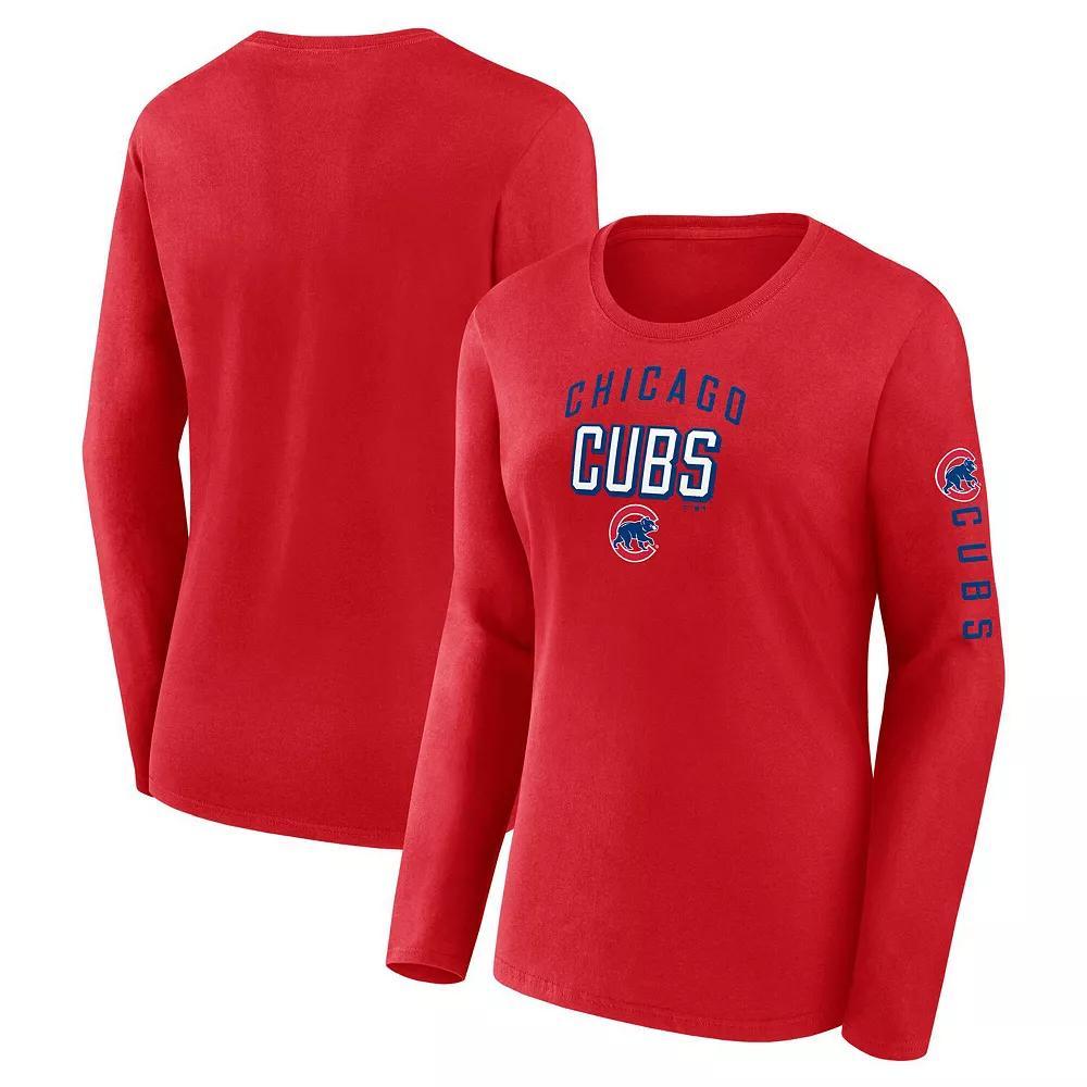 Women's Fanatics  Red Chicago Cubs Team Long Sleeve T-Shirt, Size: XL Product Image
