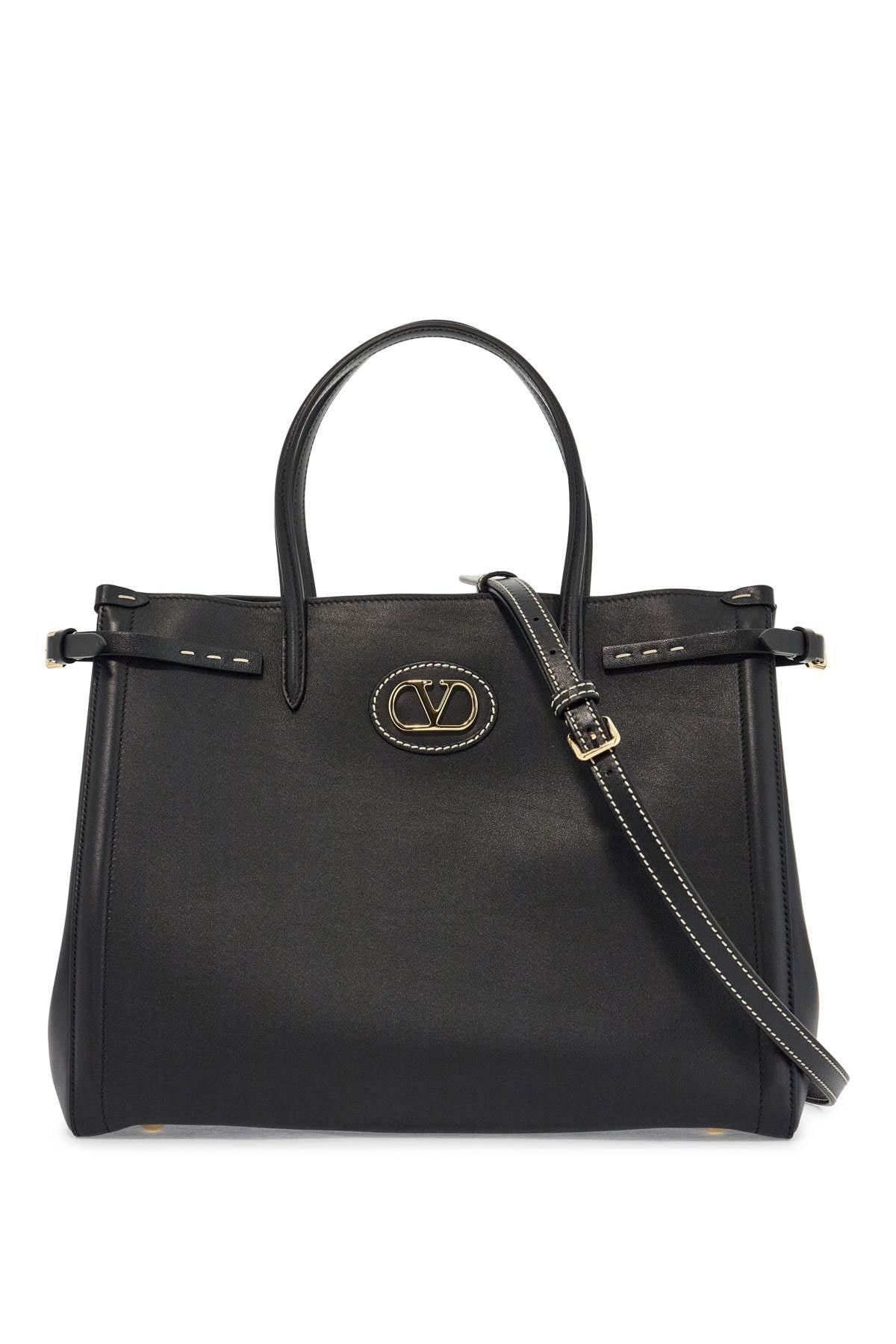 VALENTINO GARAVANI Borsa Tote In Pelle Nera Con Manici E Tracolla In Black Product Image