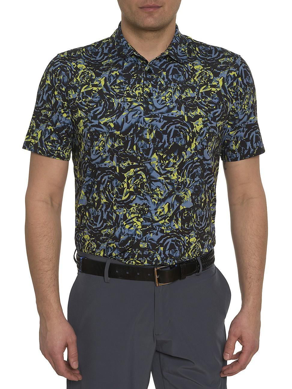 Mens Abstract Rose Print Polo Product Image