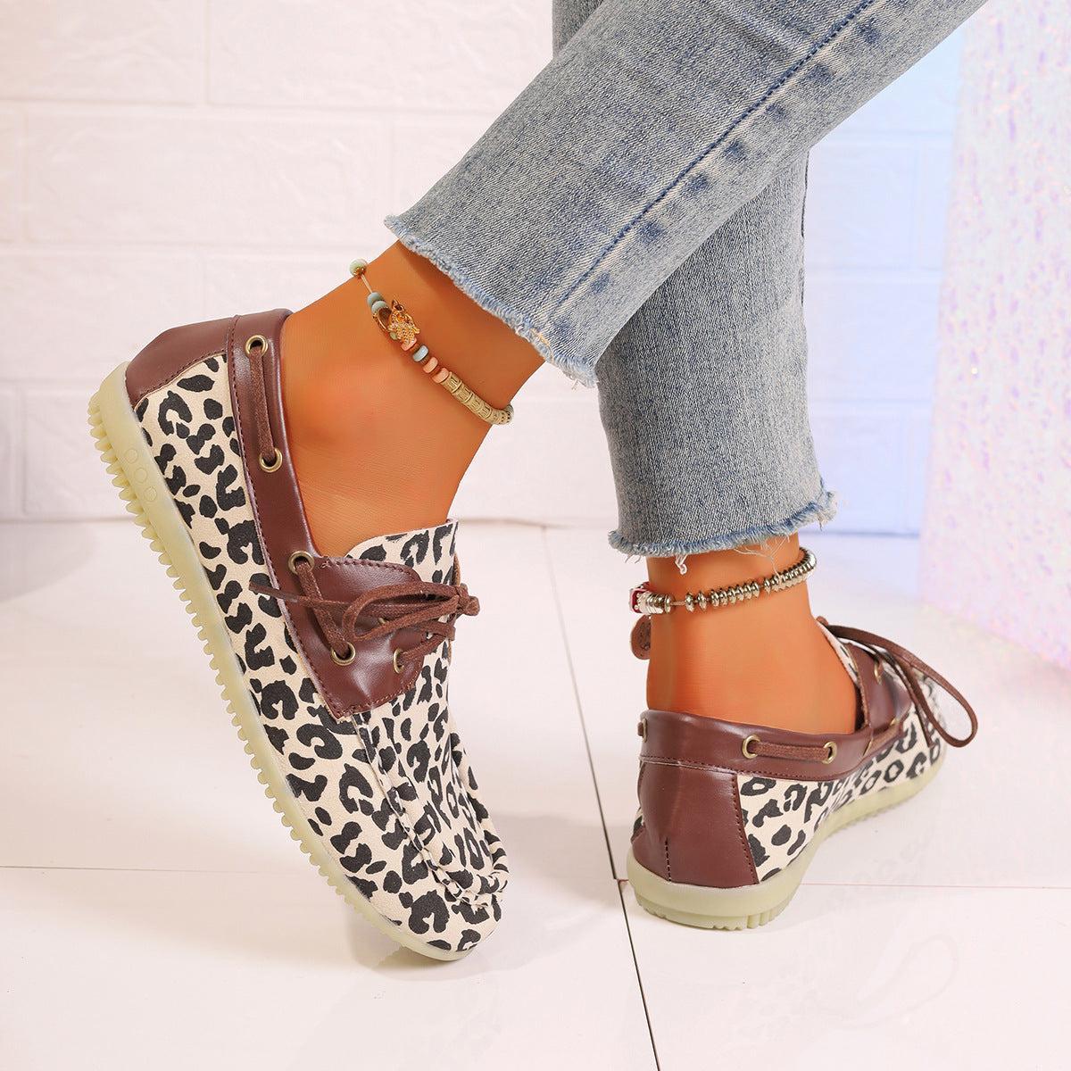 Lace Up Leopard Slip-Ons Product Image