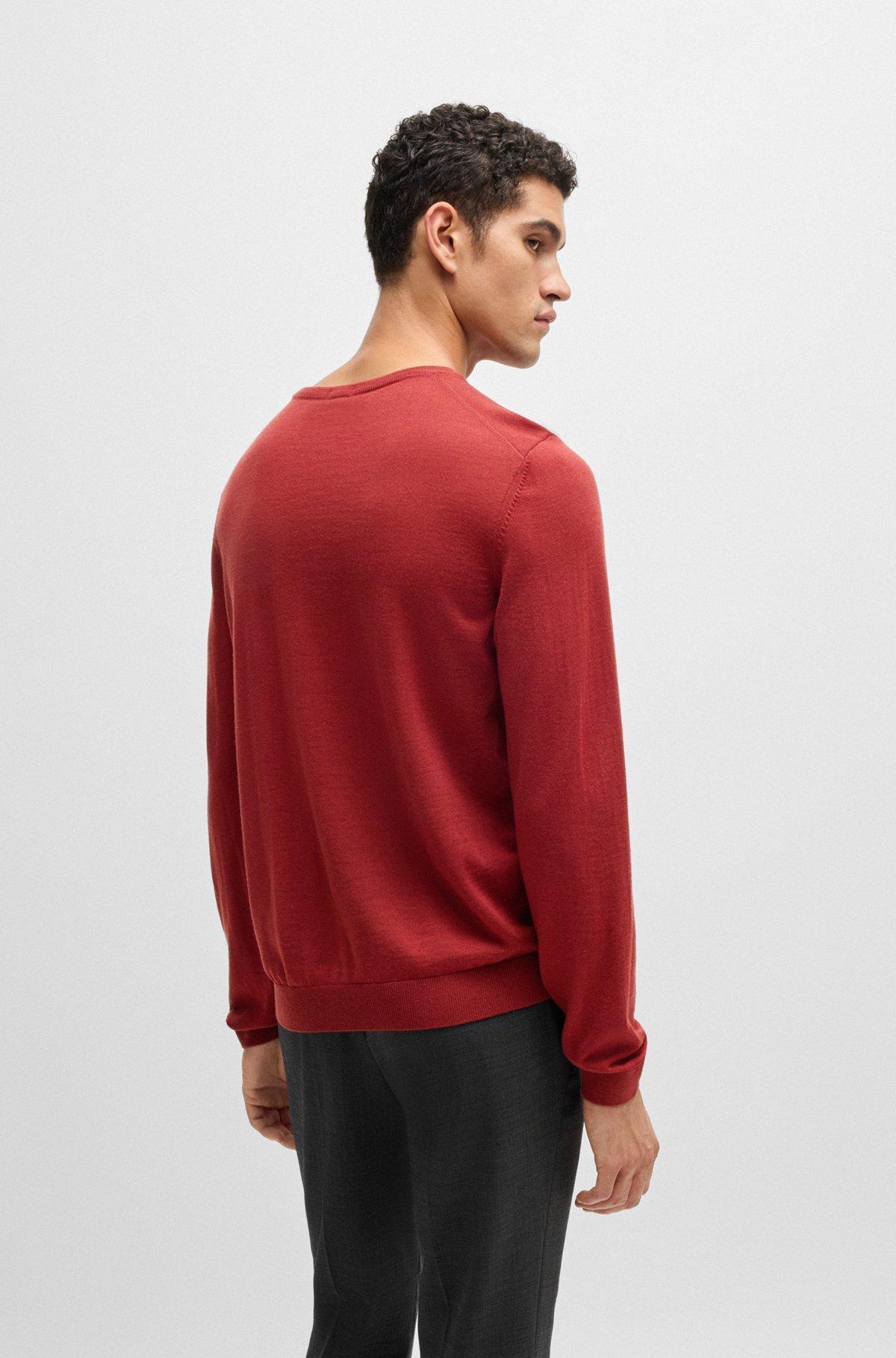 Slim-fit sweater in merino wool with crew neckline Product Image