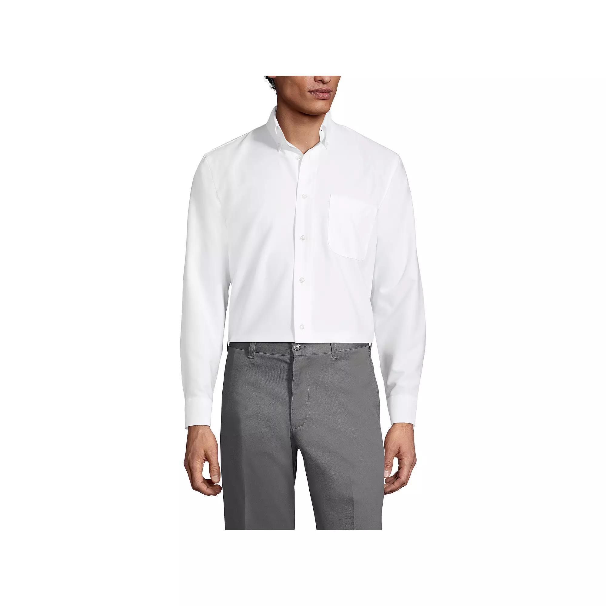 Men's Tall Lands' End School Uniform Long Sleeve Solid Oxford Dress Shirt,  Product Image