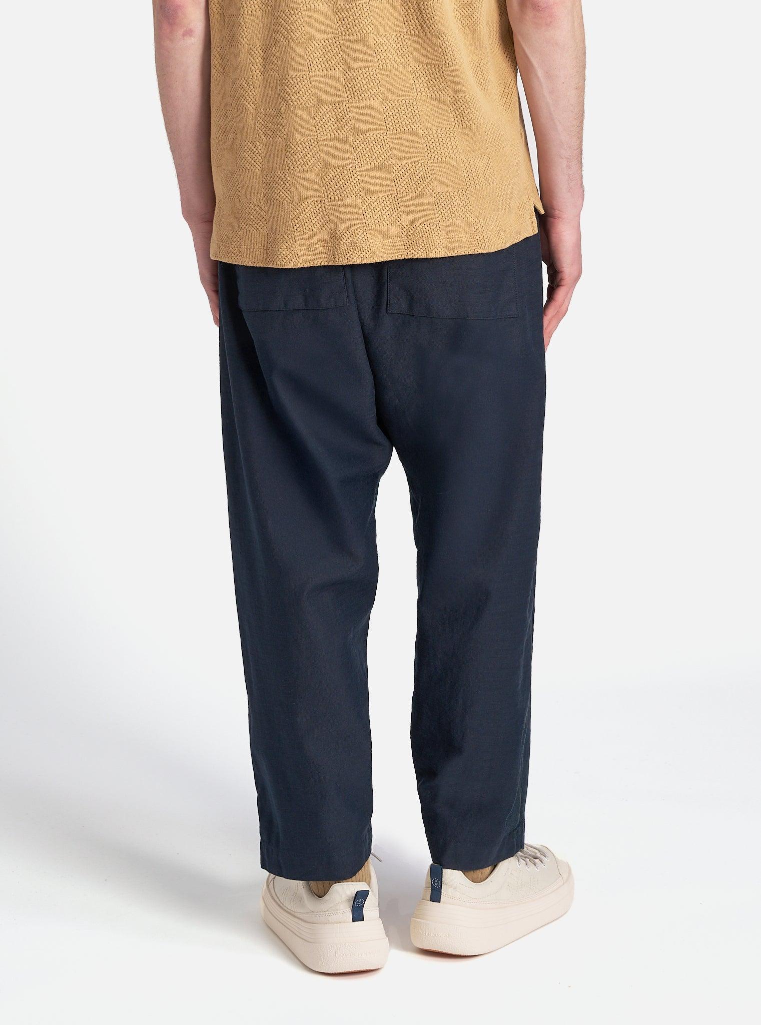 Universal Works Braga Pant in Navy Slub Sateen Product Image