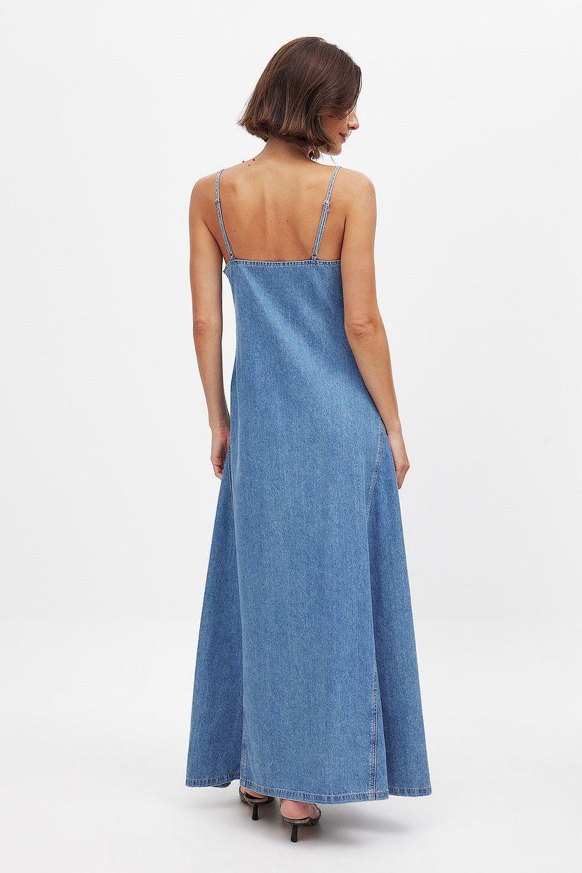 Seam Detail Maxi Denim Dress Product Image