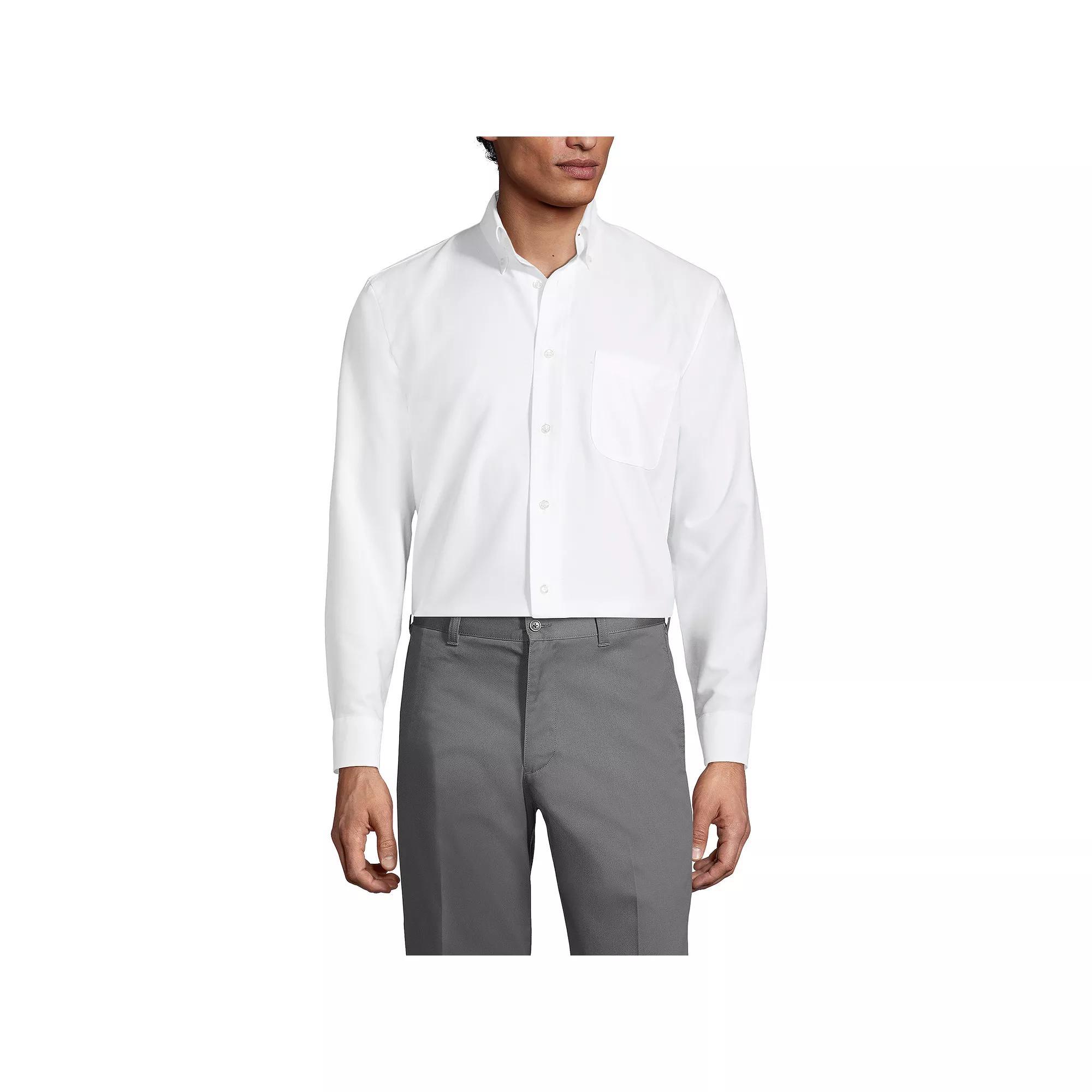 Men's Tall Lands' End School Uniform Long Sleeve Solid Oxford Dress Shirt,  Product Image