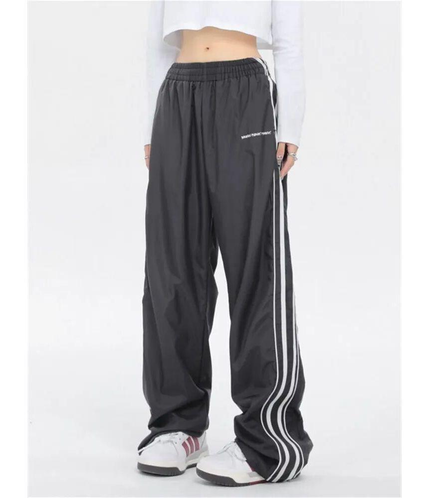 Low Rise Striped Loose-Fit Wide-Leg Sweatpants Product Image